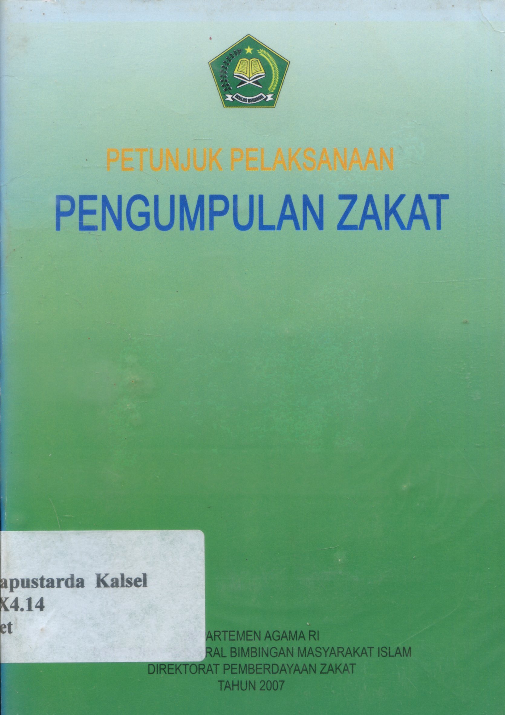 Cover Petunjuk pelaksanaan pengumpulan zakat