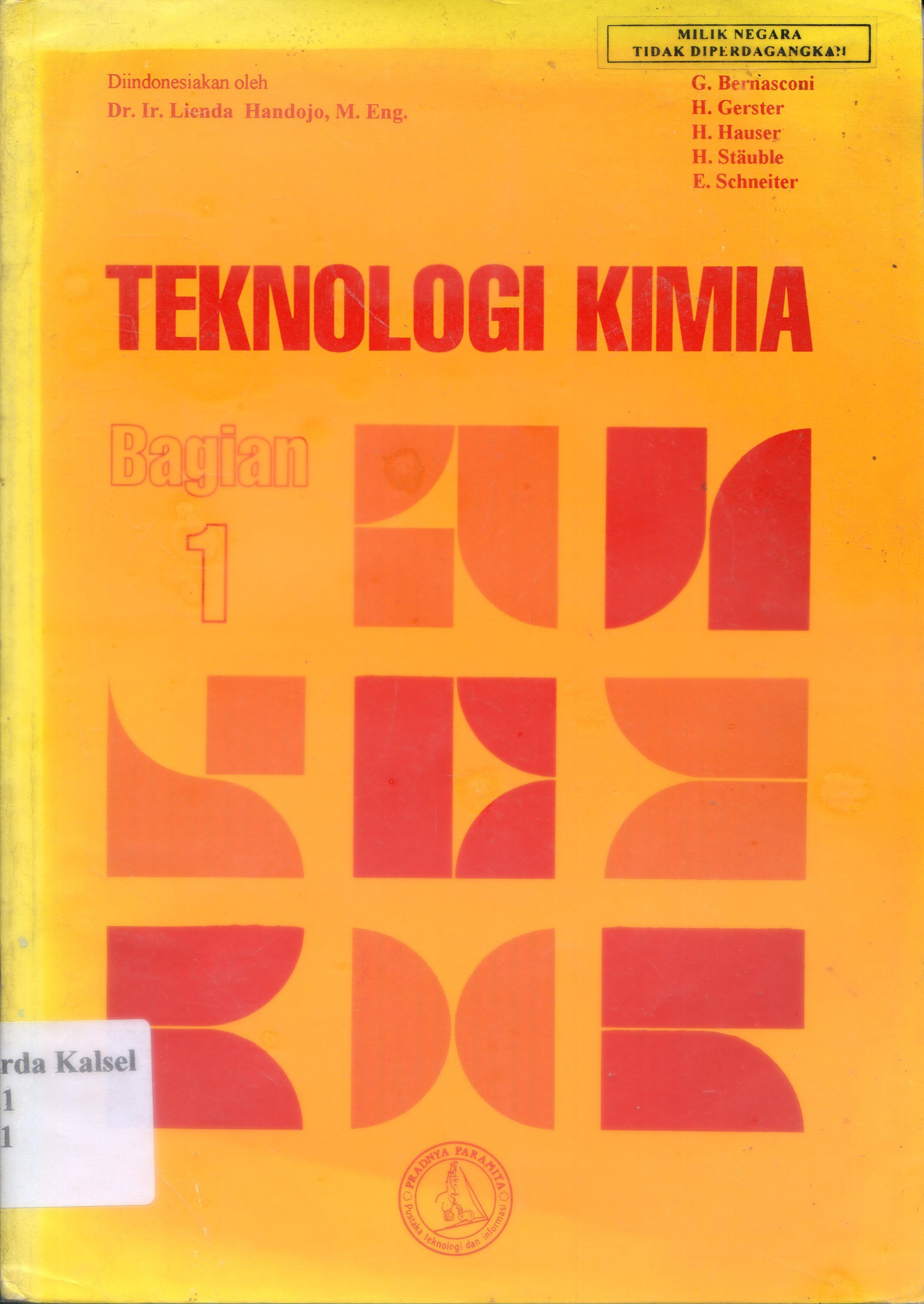 Cover Ternologi Kimia / Bernasconi ...Et all ; Penerjemah, Lienda Handojo