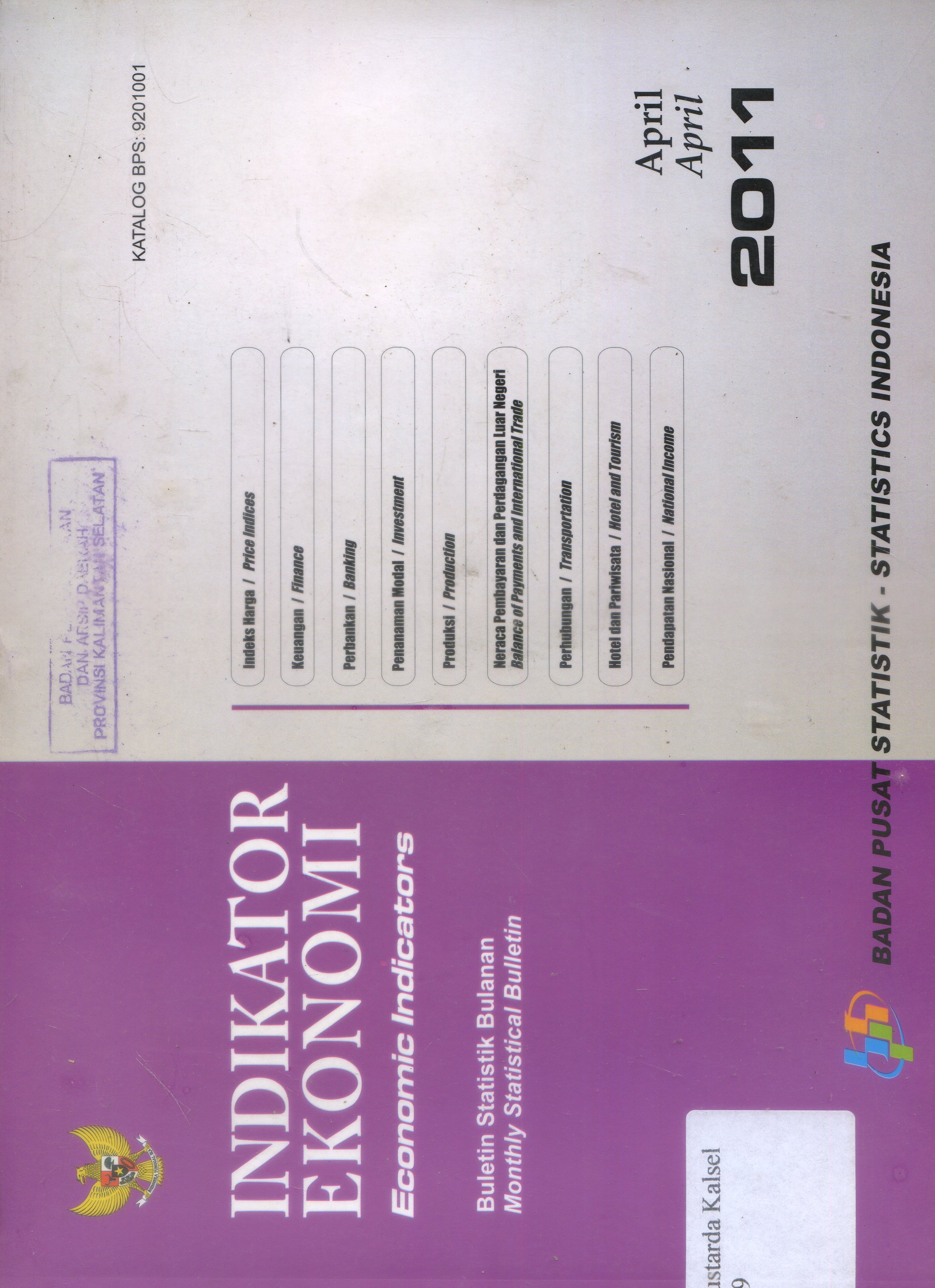 Cover Indikator Ekonomi : Bulitin Statistik Bulanan / Tuti Mayawati ; Editor, Ibnu Sabilil, Edi Prawoto