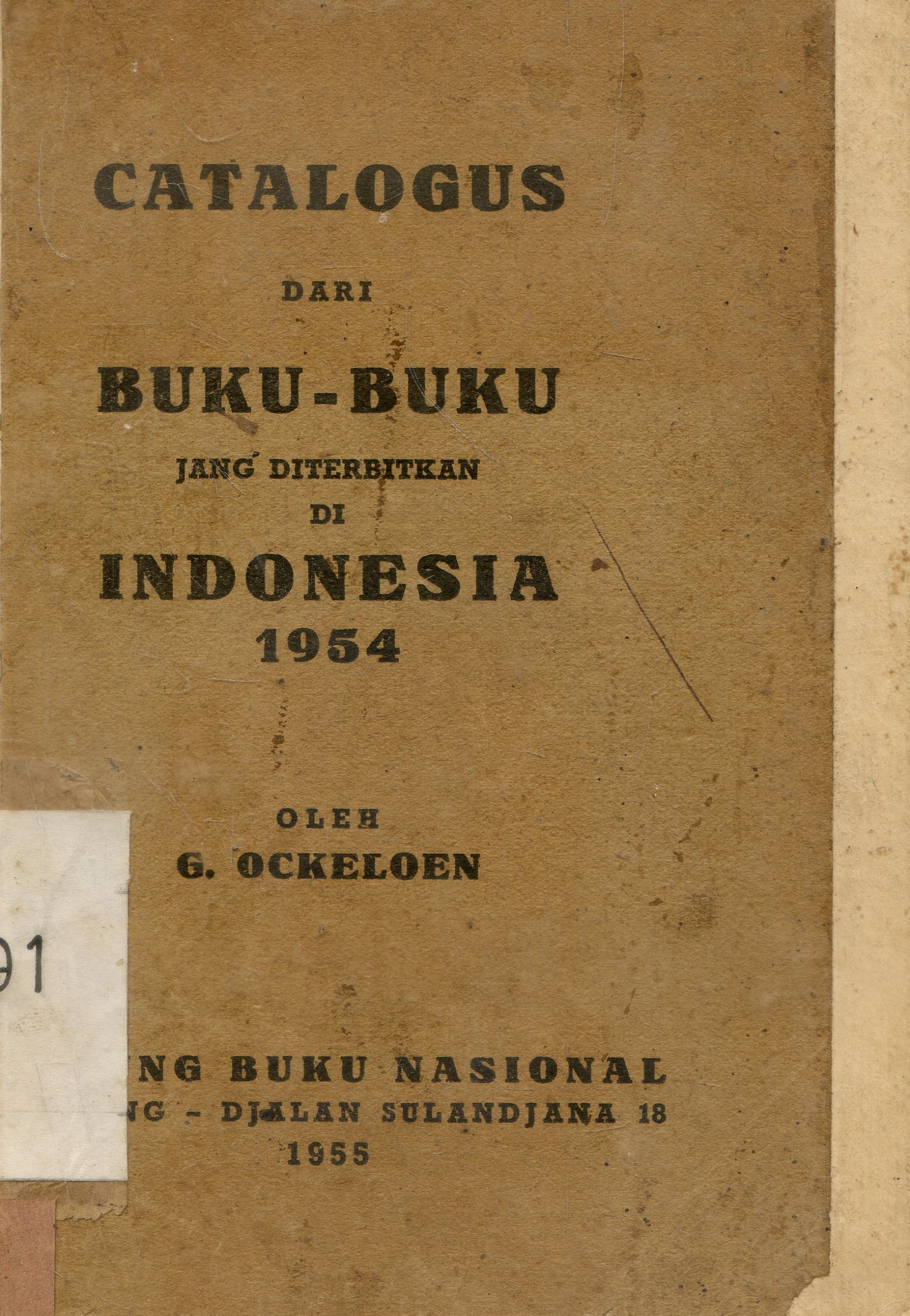 Cover catalogus dari buku yang diterbitan di Indonesia 1954 / Ockeloen