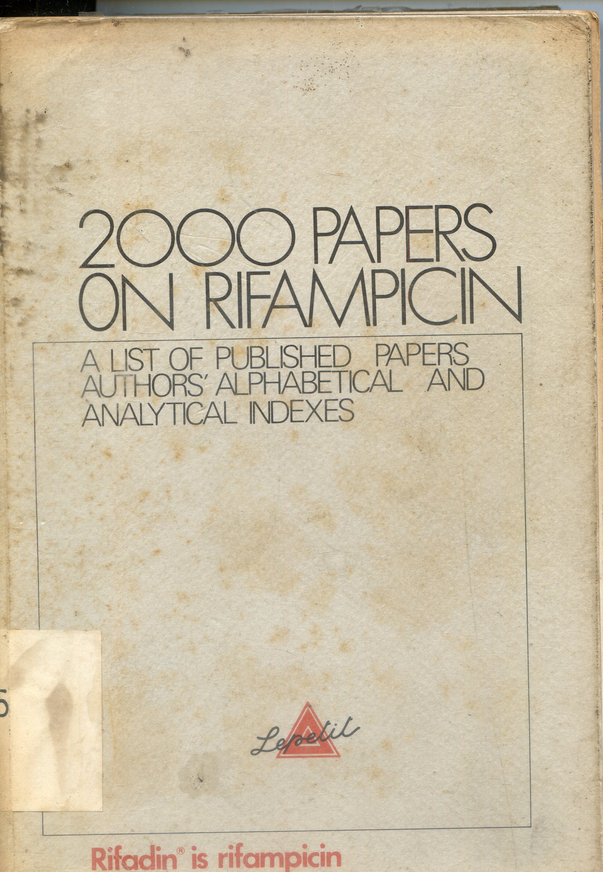 Cover 2000 Paper on Rifampion / Rifadin is Rifampicin