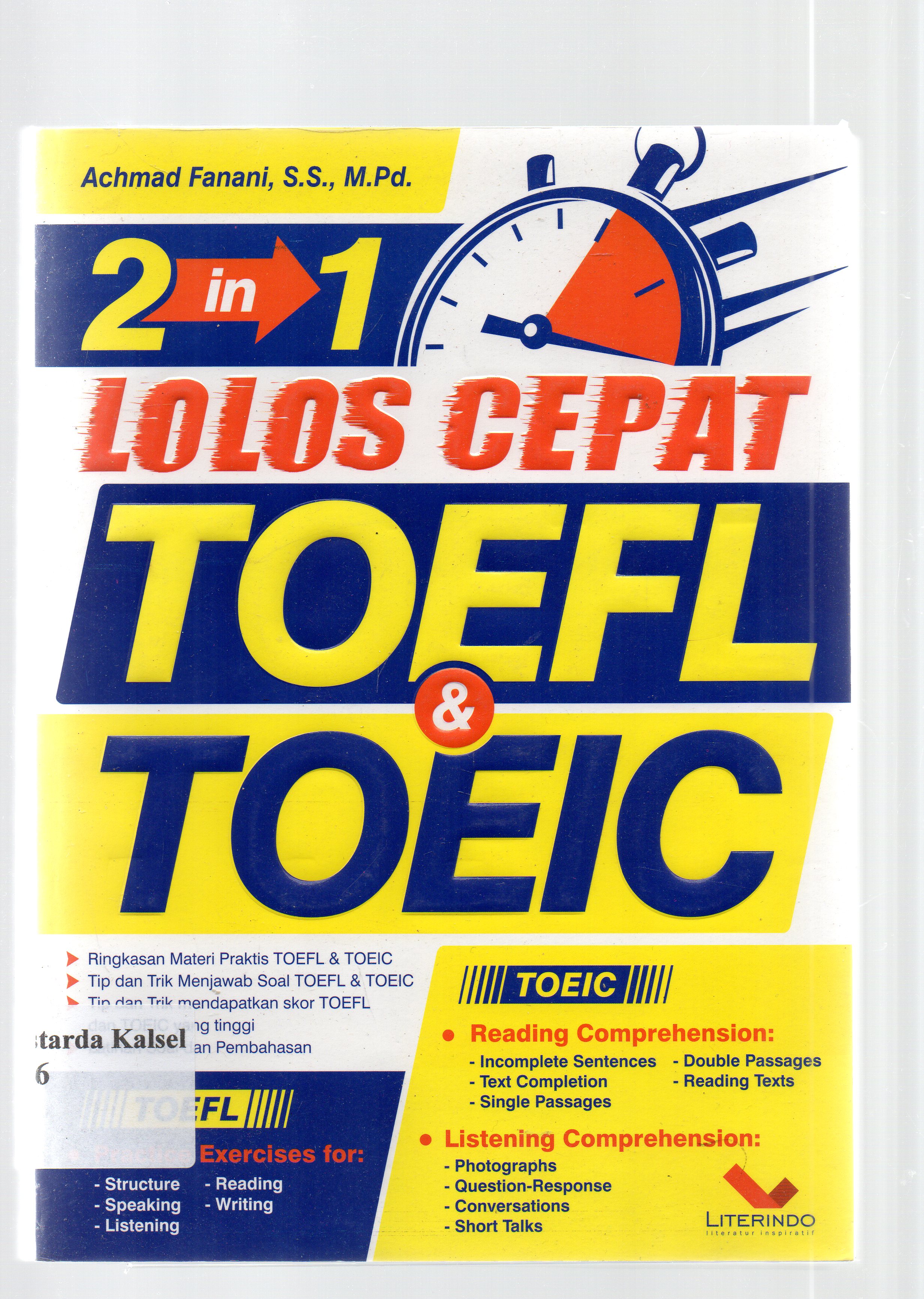 Cover Lolos cepat toefl dan toeic :  Achmad Fanani / Ayi AH, Mieta