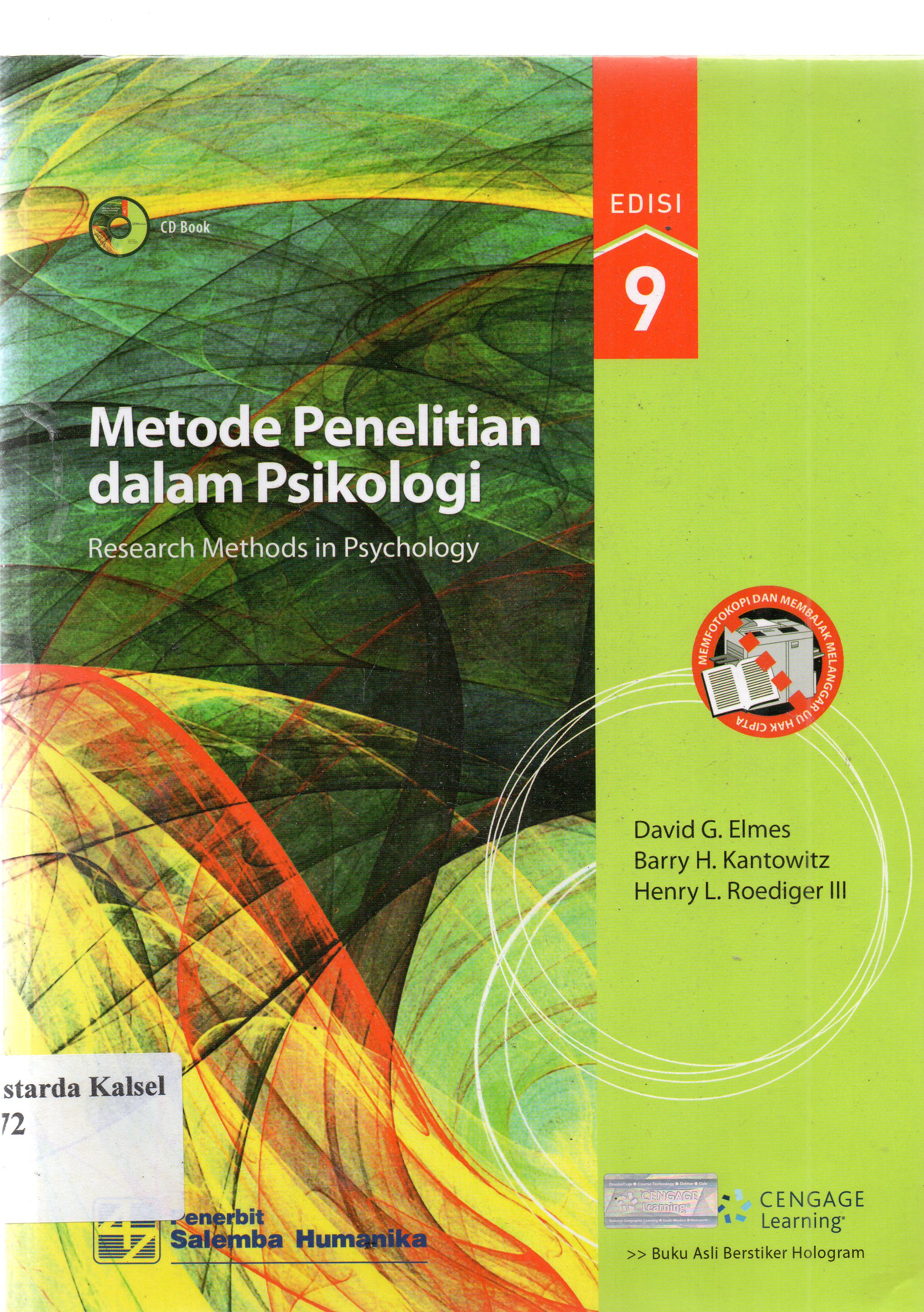 Cover Metodologi penelitian dalam psikologi / David G Elmes, Berry H Kantowit; Harya Bimasena; Muhammad Masykur