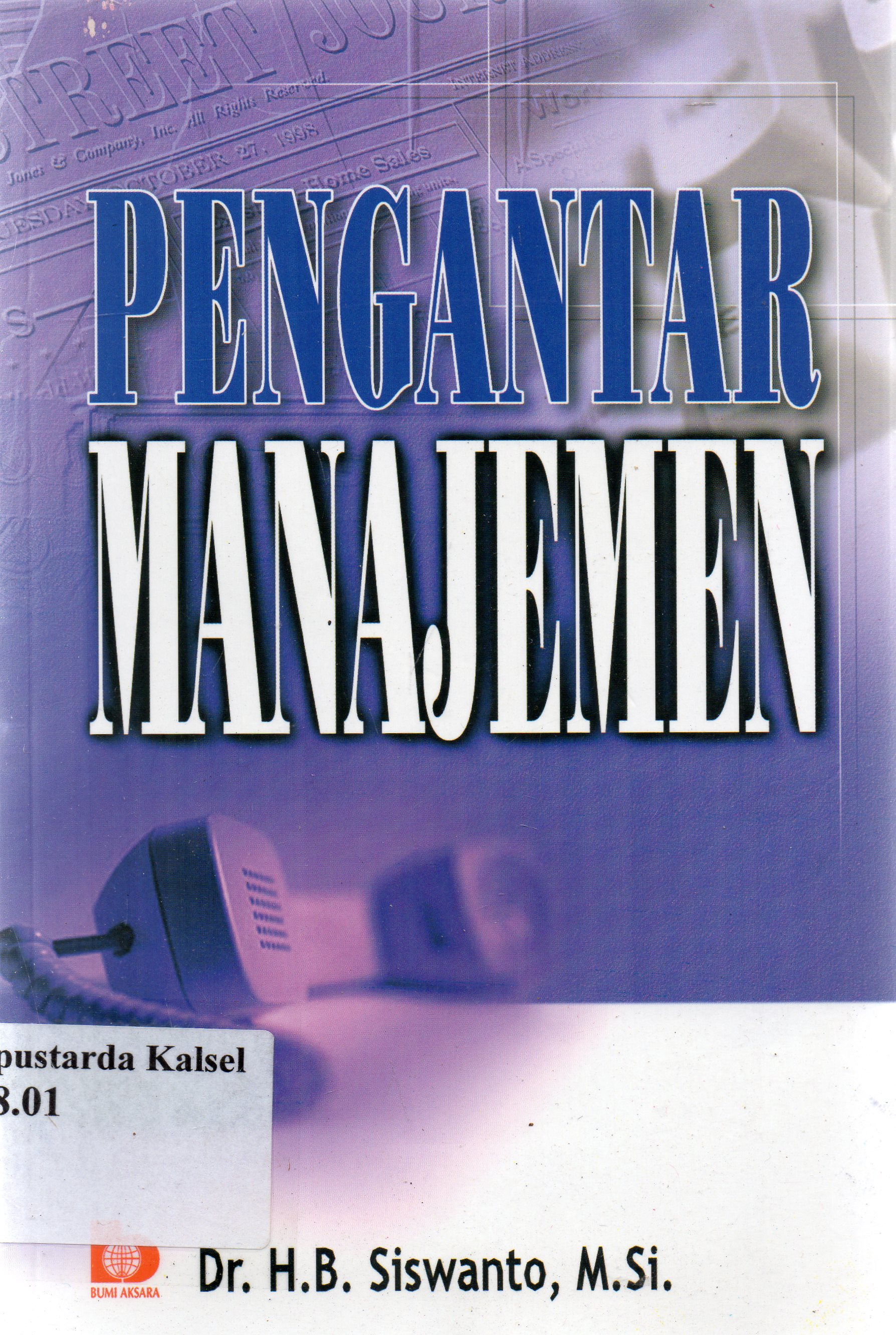 Cover Pengantar manajemen / Siswanto.