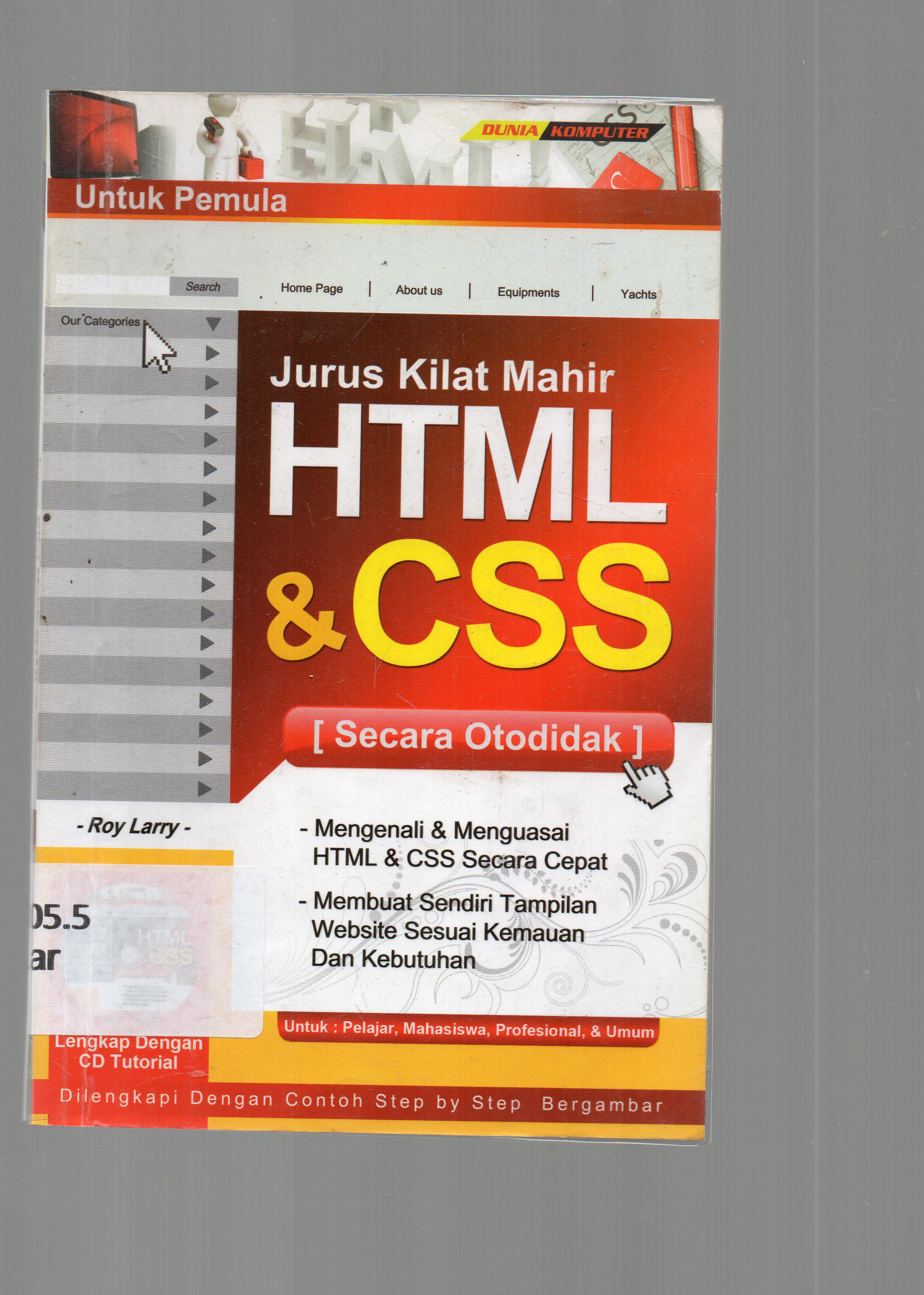 Cover Jurus kilat Mahir HTML dan ess / Roy Larry ; editor, L. Abdul.