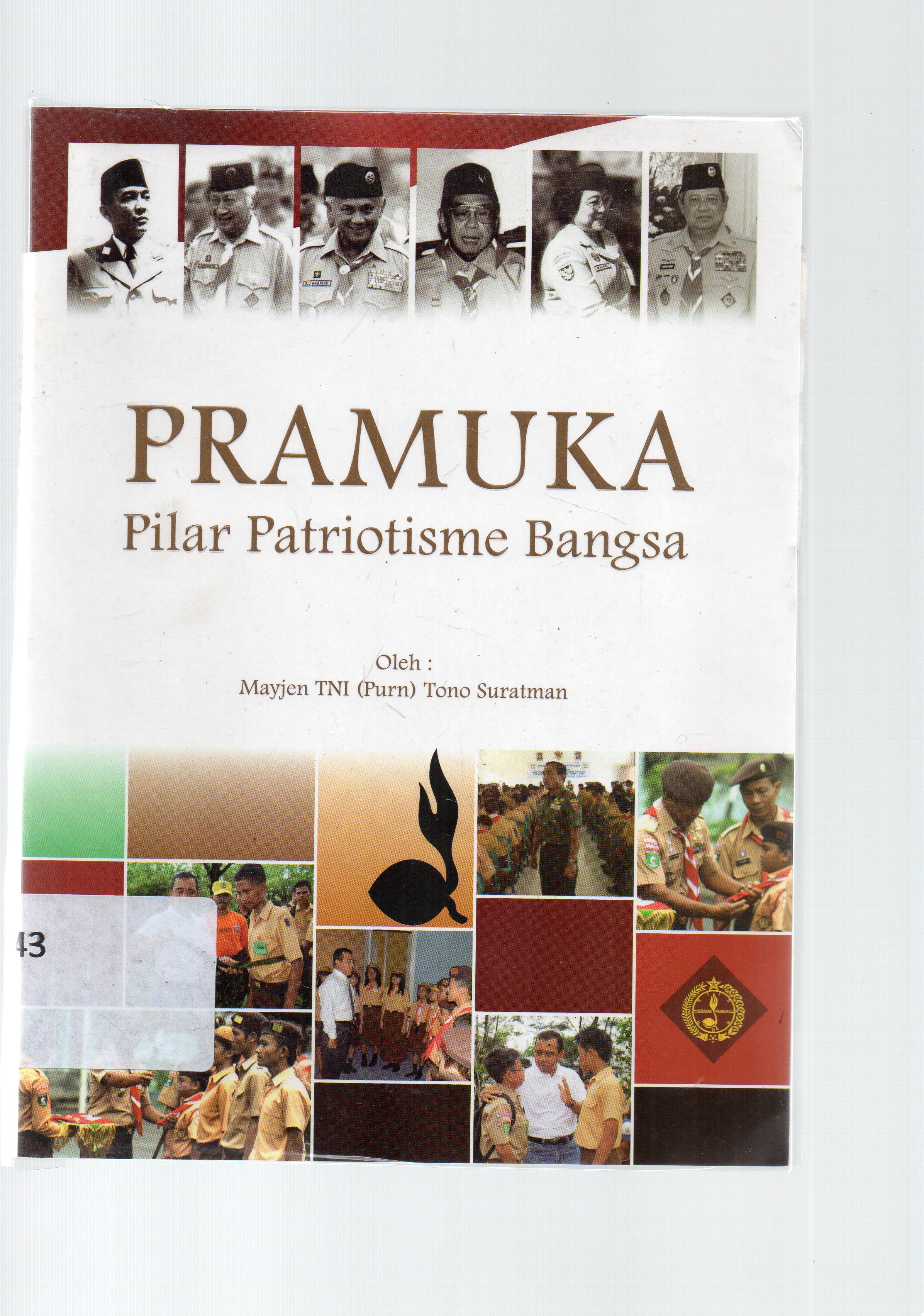 Cover Pramuka :  pilar patriotisme bangsa / Tono Suratman.