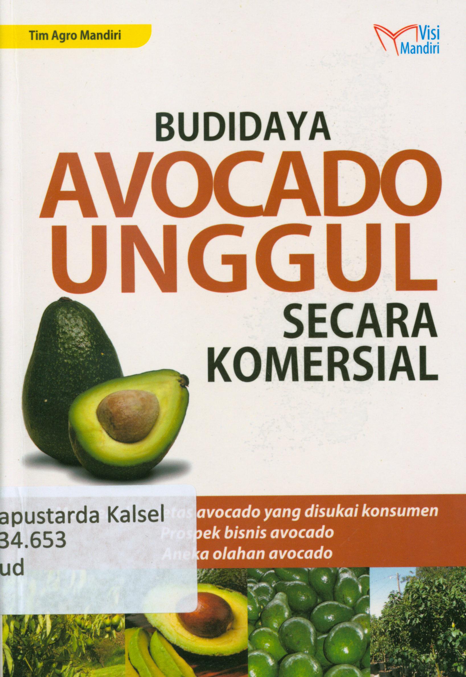 Cover Budidaya Avocado unggul secara komersial : Mengenal varietas avocado yang disukai konsumen prospek bisnis avocado aneka olahan avocado / Tim Agro Mandiri.