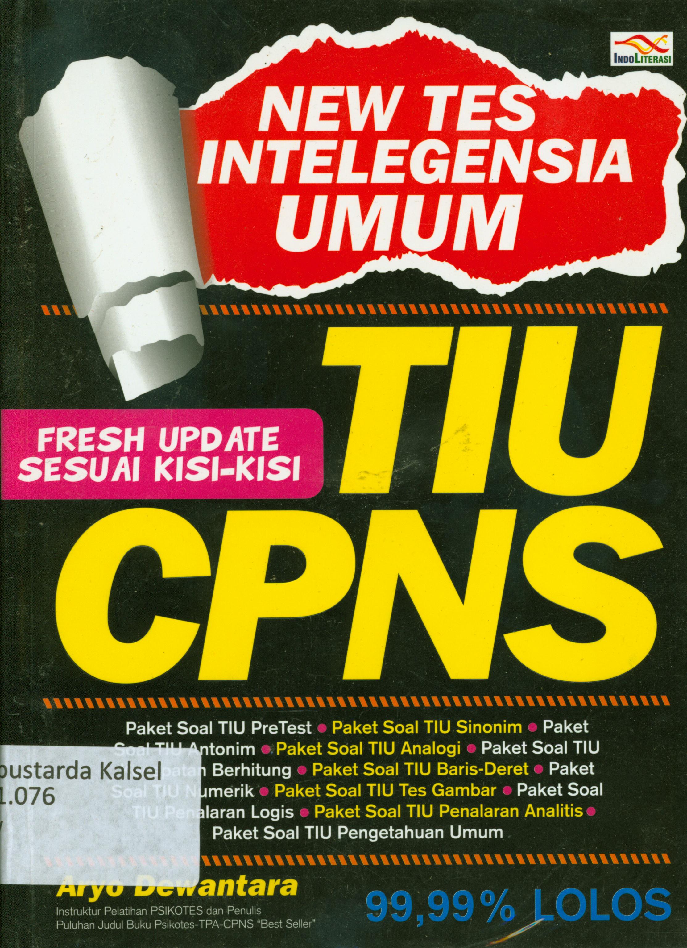 Cover New tes intelegensia umum TIU CPNS / Aryo Dewantara