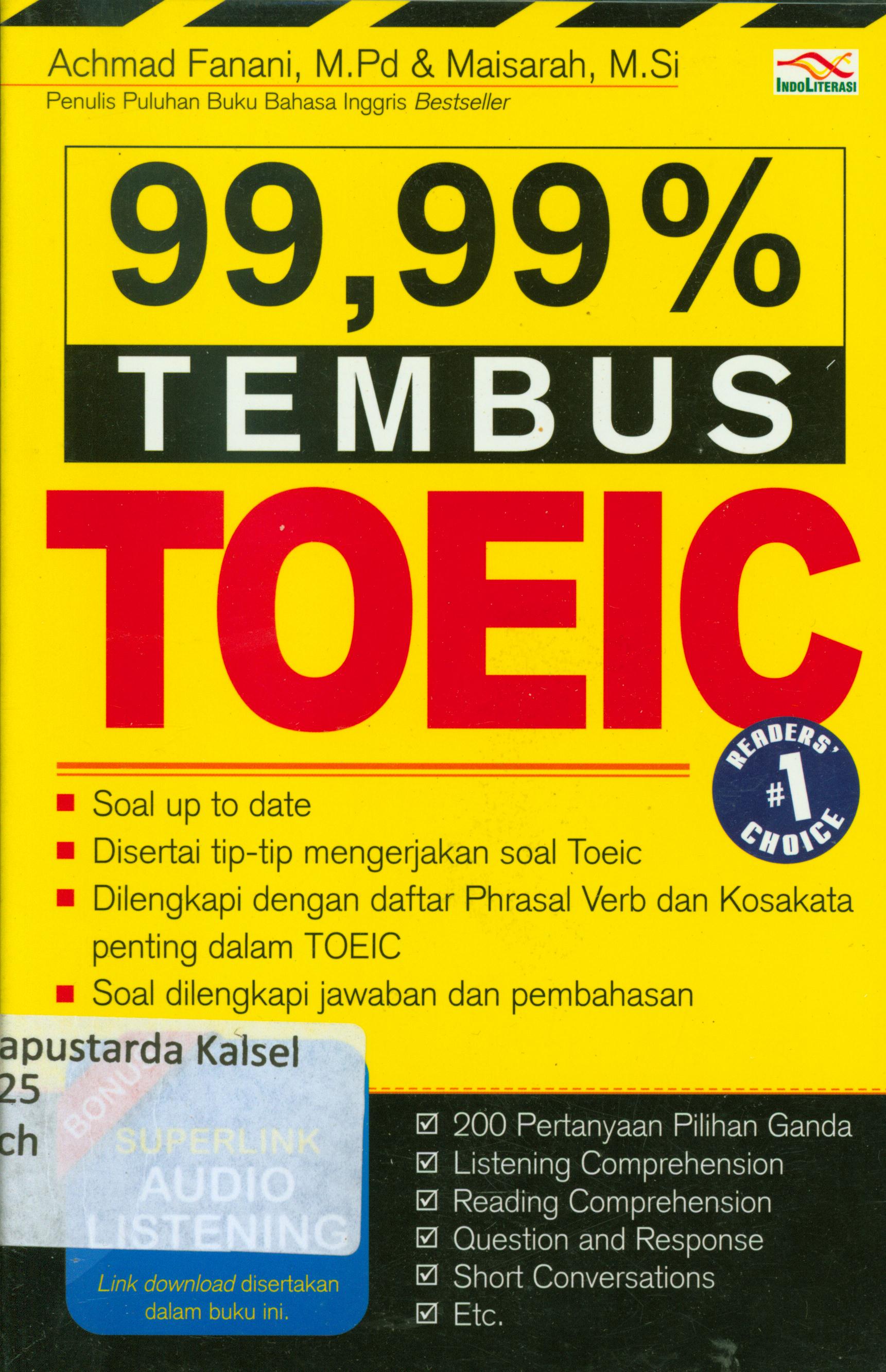 Cover 99,99% tembus TOEIC / Achmad Fanani, Maisarah
