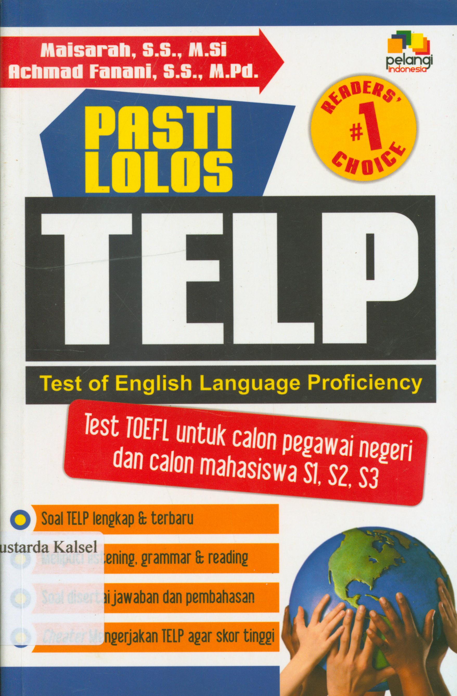 Cover Telp : test of english laguage proficiency / Maisarah, Achmad Fanali ; penyunting, Daru Wijayanti.