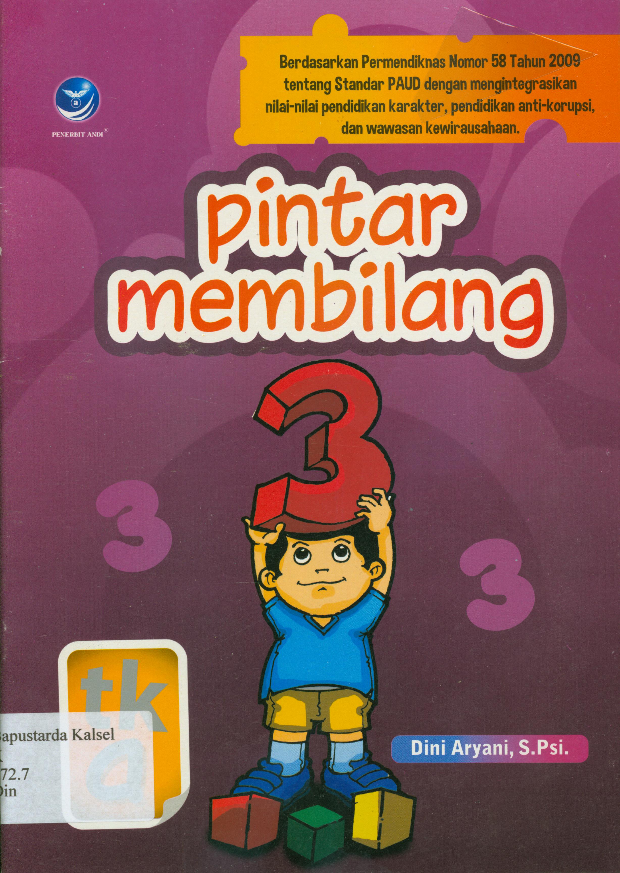 Cover Pintar membilang tk a / dini Aryani ; editor, E. Rahayu Prasetyaningsih.