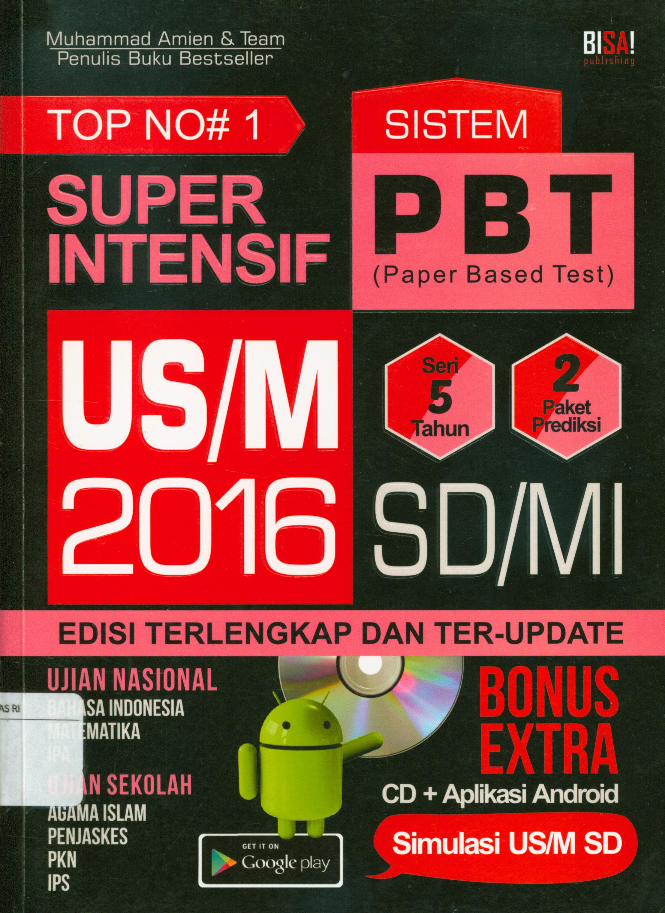Cover Top No# 1 super intensif US/M SD/MI 2016 / Muhammad Amien ; penyunting, M. Lukman Hakiem