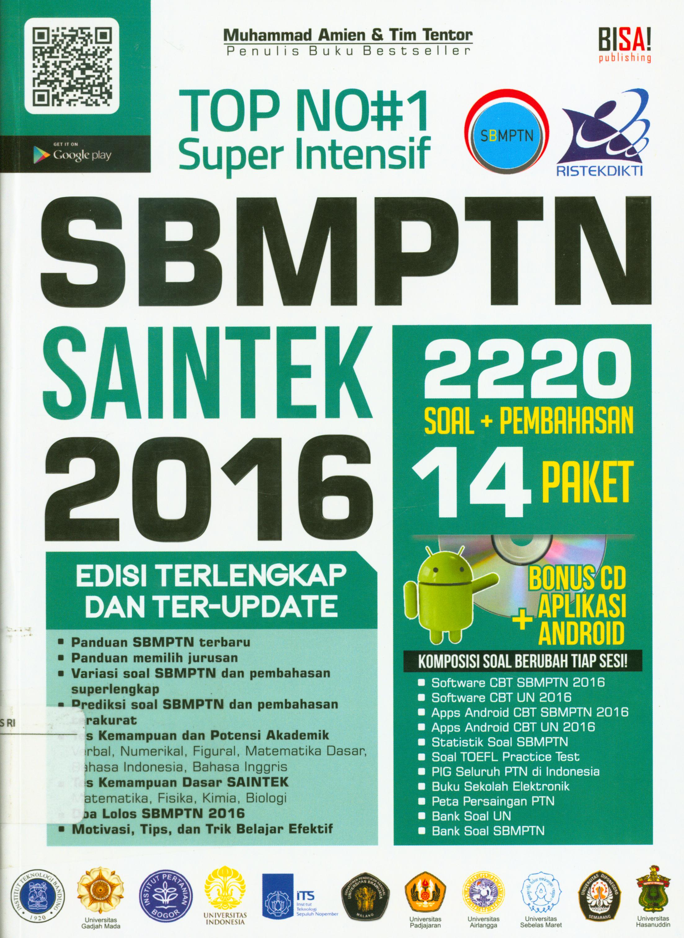 Cover Top No# 1 super intensif SBMPTN saintek 2016 edisi terlengkap dan ter-update / Muhammad Amien,Anggita Linggar Pratami, Siti Nurrohmah [et.al] ; penyunting, Tin Zulaeha, M. Lukman Hakiem