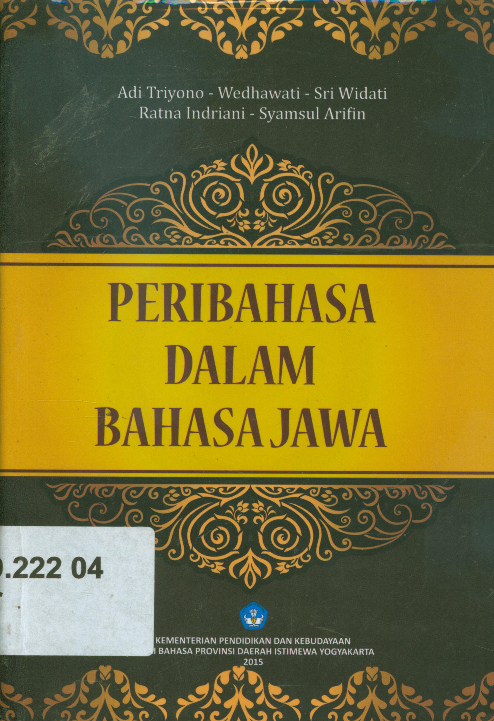 Cover Peribahasa dalam bahasa jawa / Adi Triyono... [et.al].