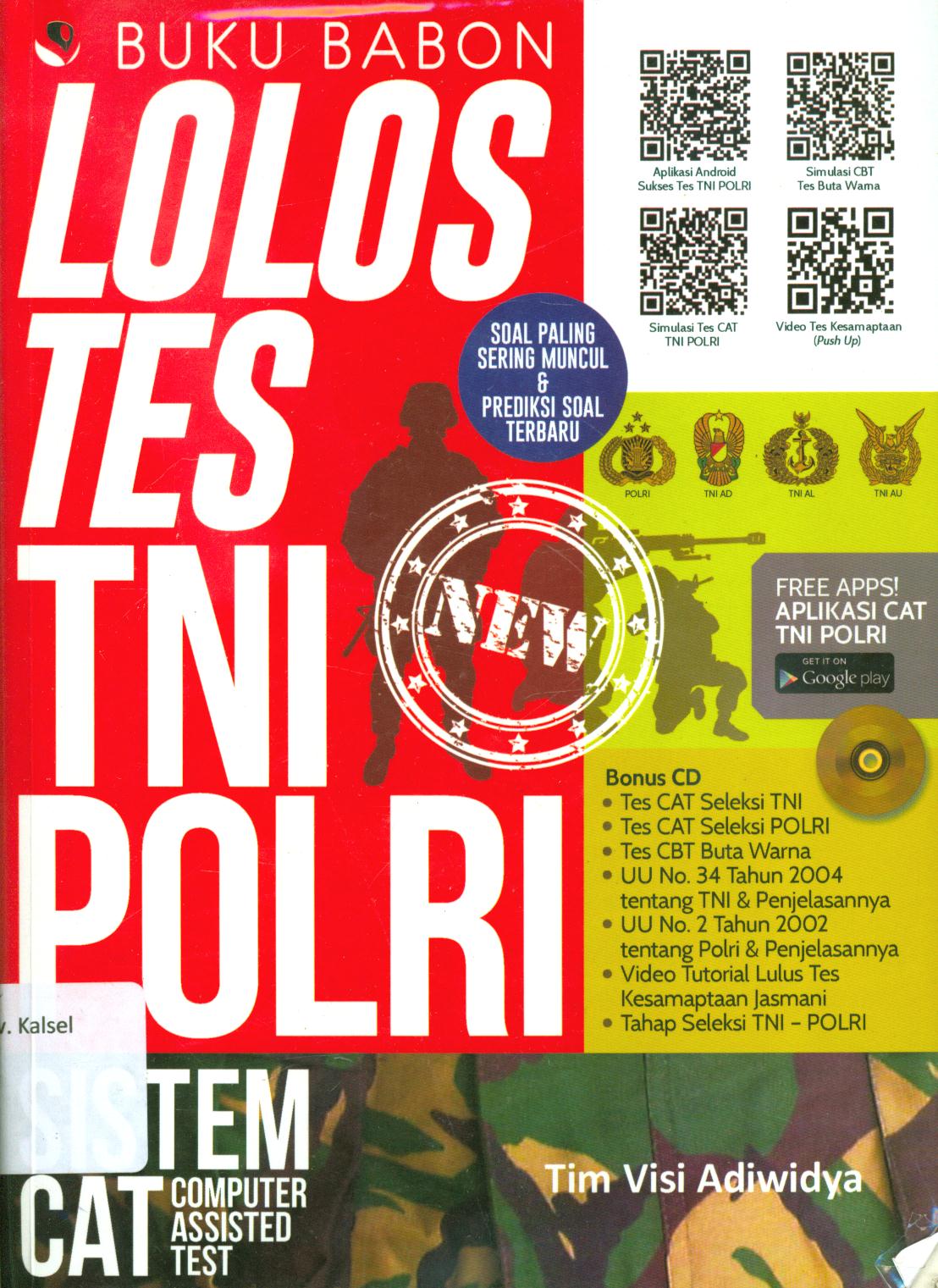 Cover Buku babon lolos tes TNI POLRI / Tim Visi Adiwidya ; penyunting, Fitria Pratiwi dan Lis Sutinah