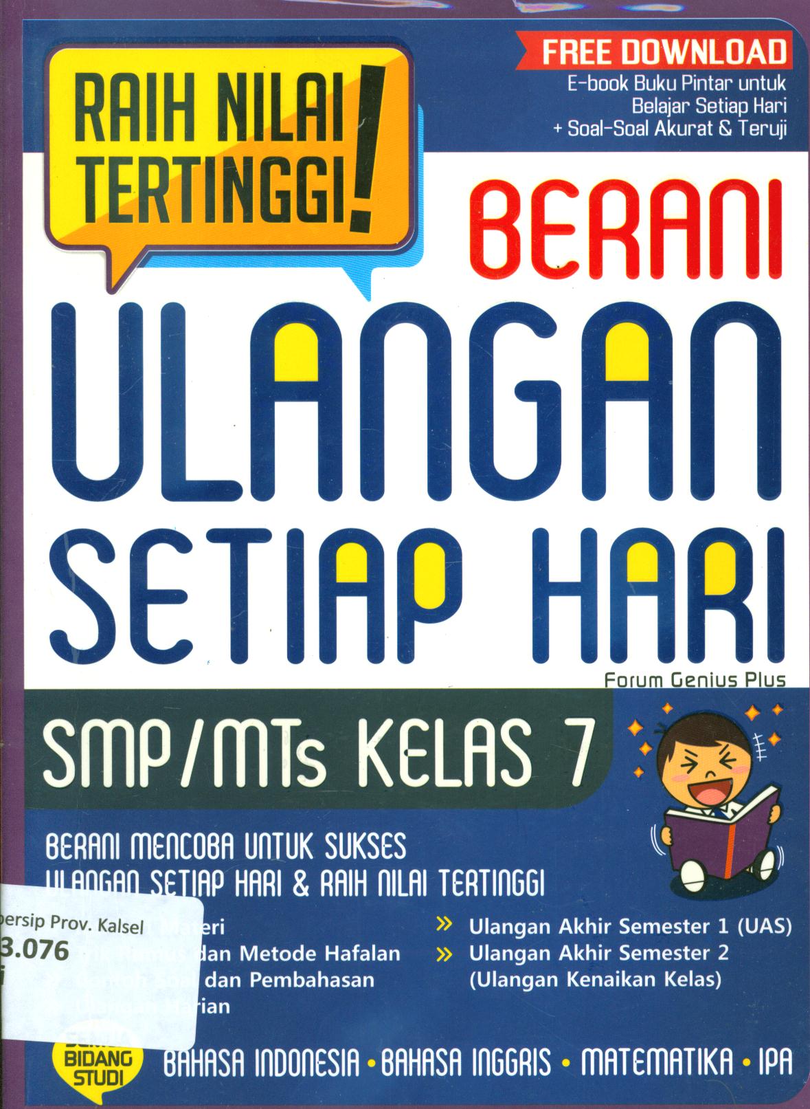 Cover Berani ulangan setiap hari SMP/MTs kelas 7 / Forum Genius Plus ; penyunting, Fina