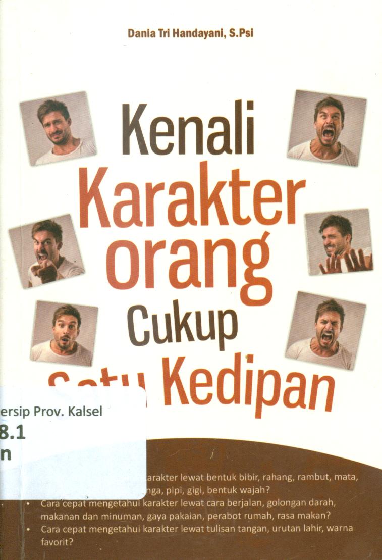 Cover Kenali karakter orang cukup satu kedipan / Dania Tri Handayani ; penyunting, Witia