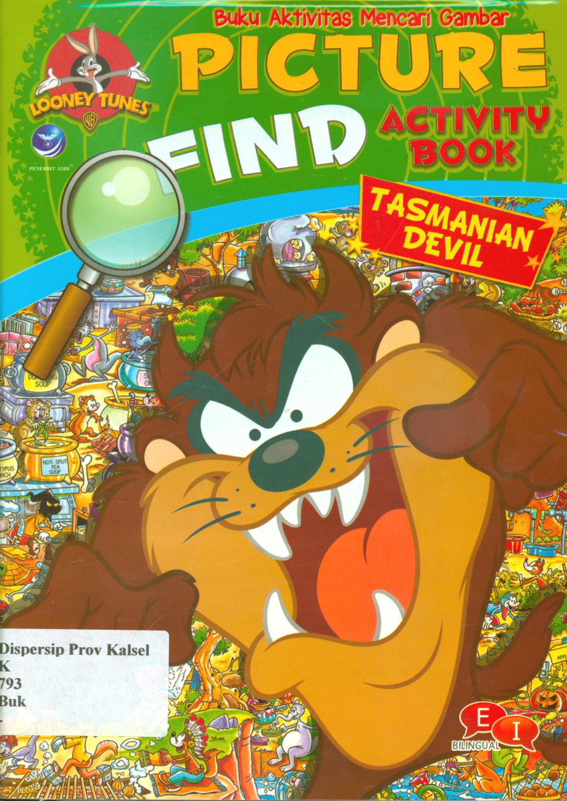 Cover Buku aktivitas mencari gambar (Picture find activity book) - Tasmanian Devil - cari dan temukan / penerjemah, Ariata