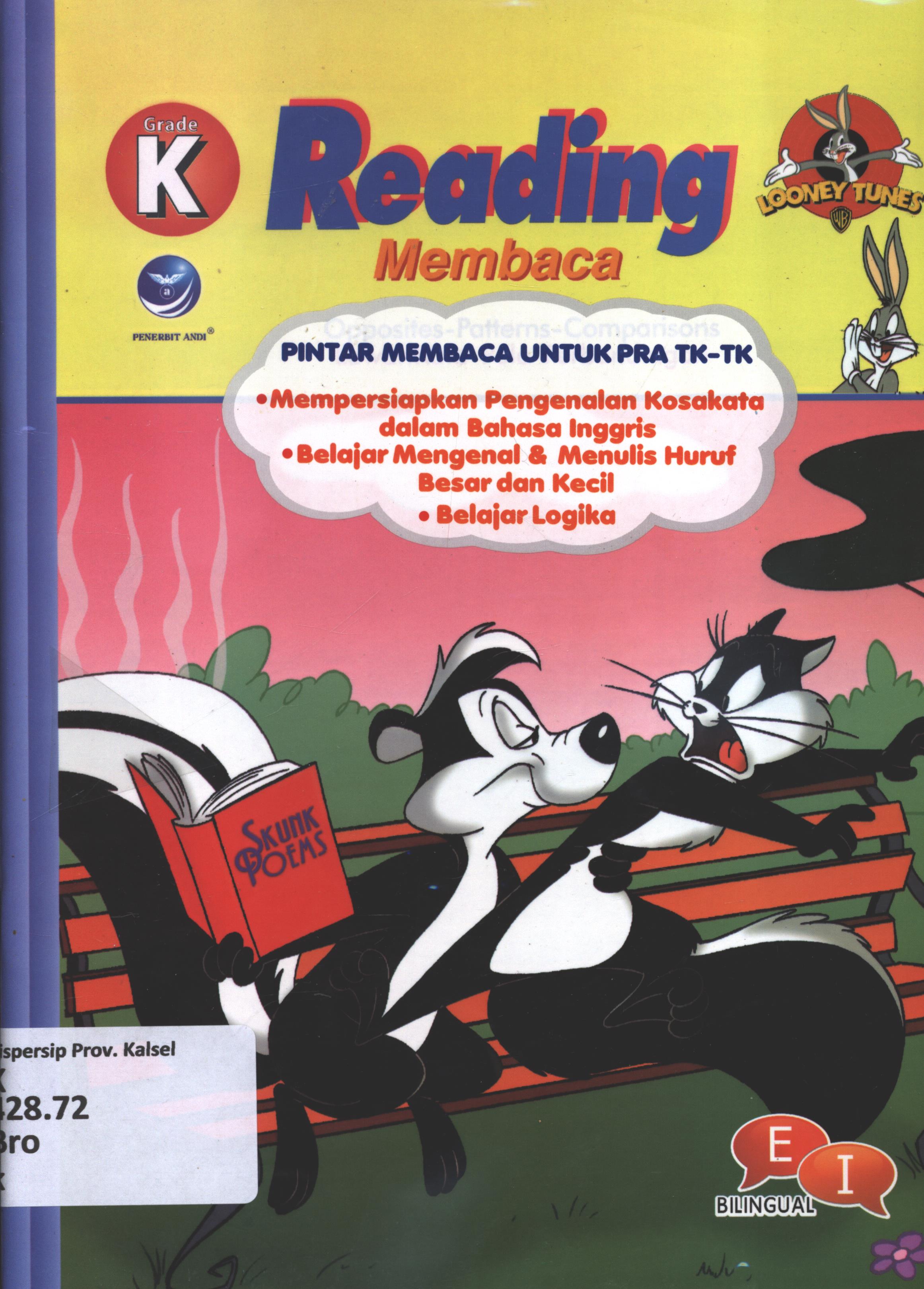 Cover Kindergarten reading ( membaca) :  pintar membaca untuk pra TK-TK / Warner Bros ; penerjemah, Ariata