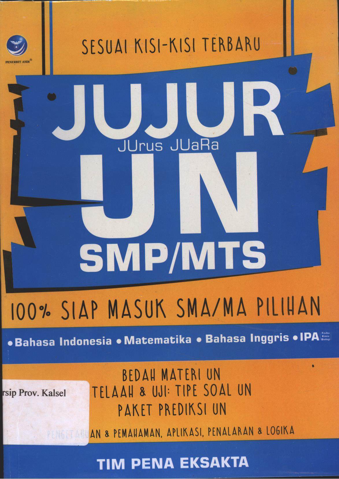 Cover Jujur Jurus Juara UN SMP/MTS / Tim Pena Eksakta