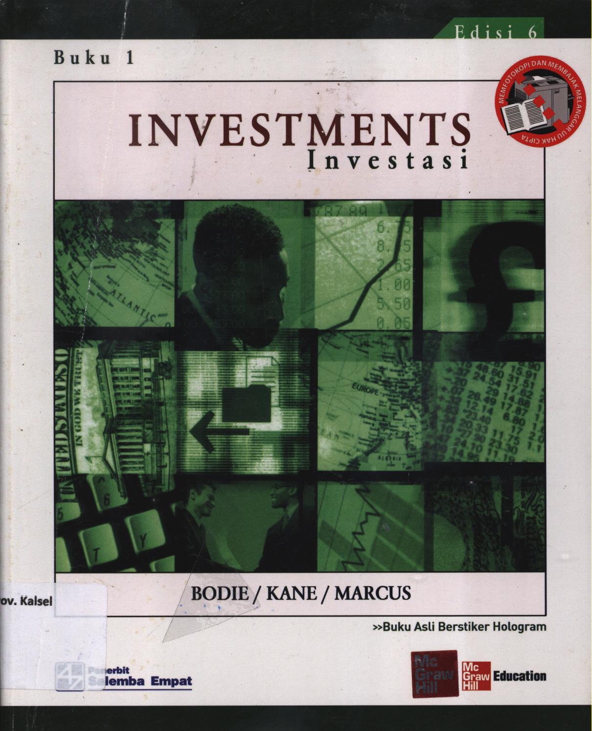 Cover Investasi=investments buku 1 edisi 6 / Zvi Bodie