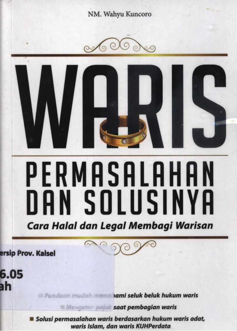 Cover Waris :  Permasalahan dan solusinya / NM. Wahyu Kuncoro
