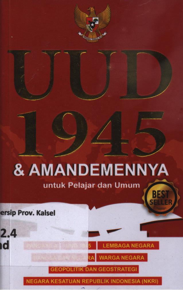 Cover UUD 1945 dan amandemennya untuk pelajar dan umum
