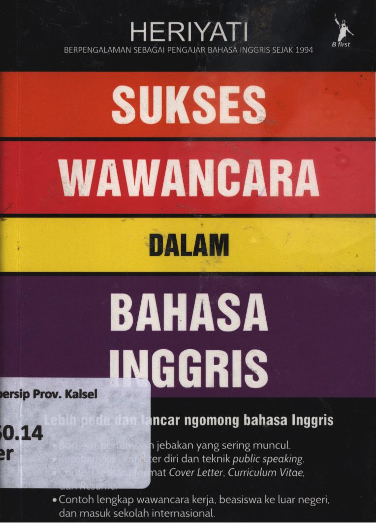 Cover Sukses wawancara dalam bahasa Inggris / Heriyati ; pentyunting, Ikhdah Henny