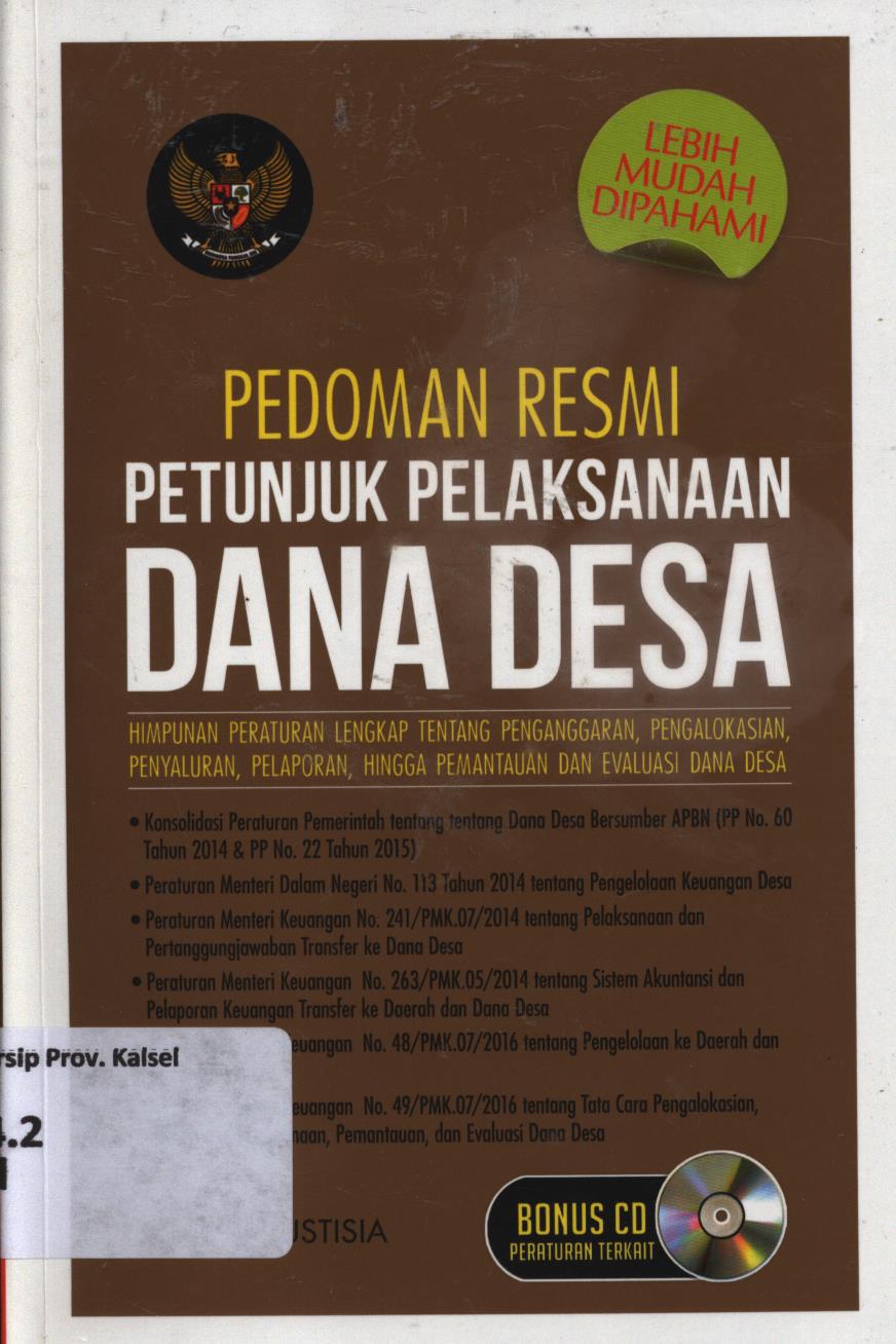 Cover Pedoman  resmi petunjuk pelaksanaan dana desa / Tim Visi Yustisia ; editor, Tim Editor Visimedia