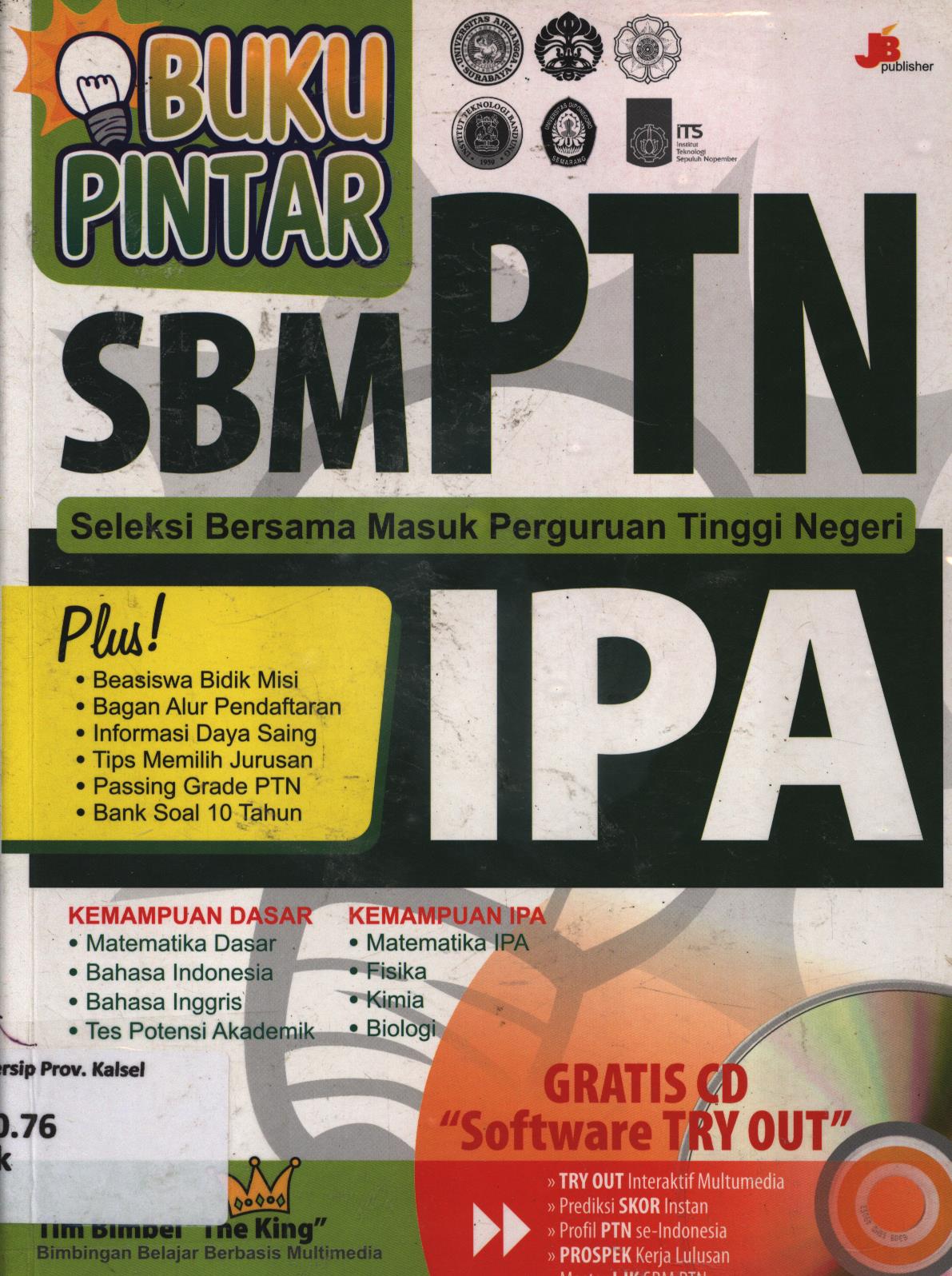 Cover Buku Pintar SBM PTN IPA / Tim I-Smart University ; penyunting, Tim Jogja Bangkit.