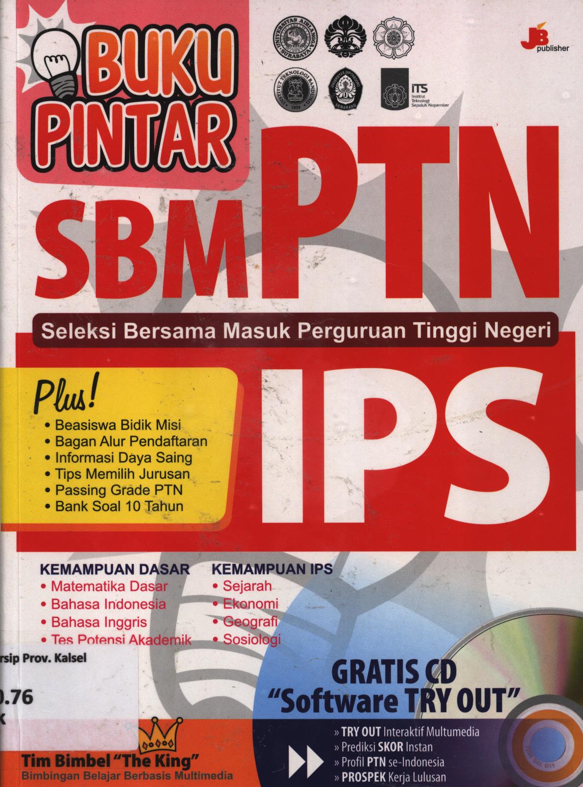 Cover Buku pintar sbm ptn ips / Tim i-smart university ; penyunting, tim jogja bangkit