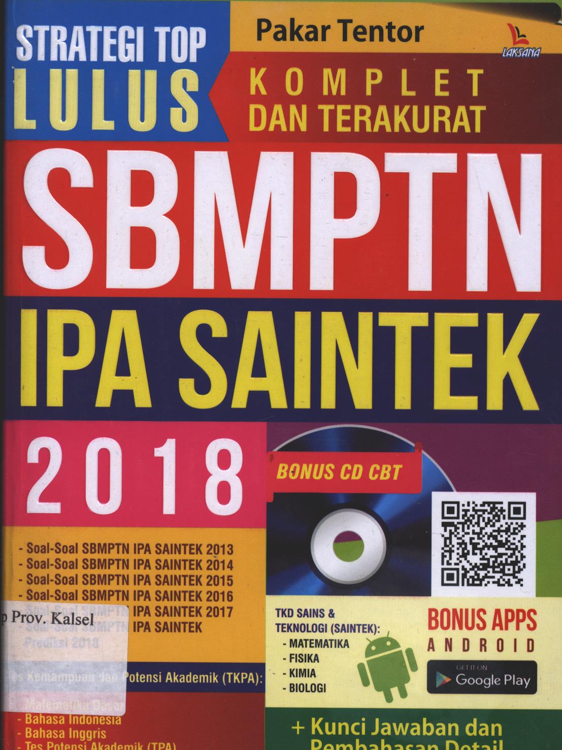 Cover Strategi Top Lulus SBMPTN IPA Saintek 2018 / editor, Farel Kurniawan