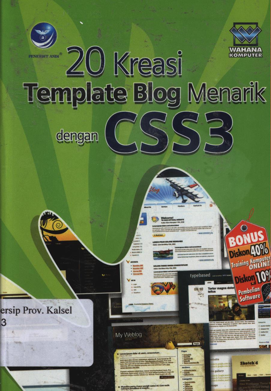 Cover 20 kreasi template blog menarik dengan CSS3 / editor. Seno Wibowo