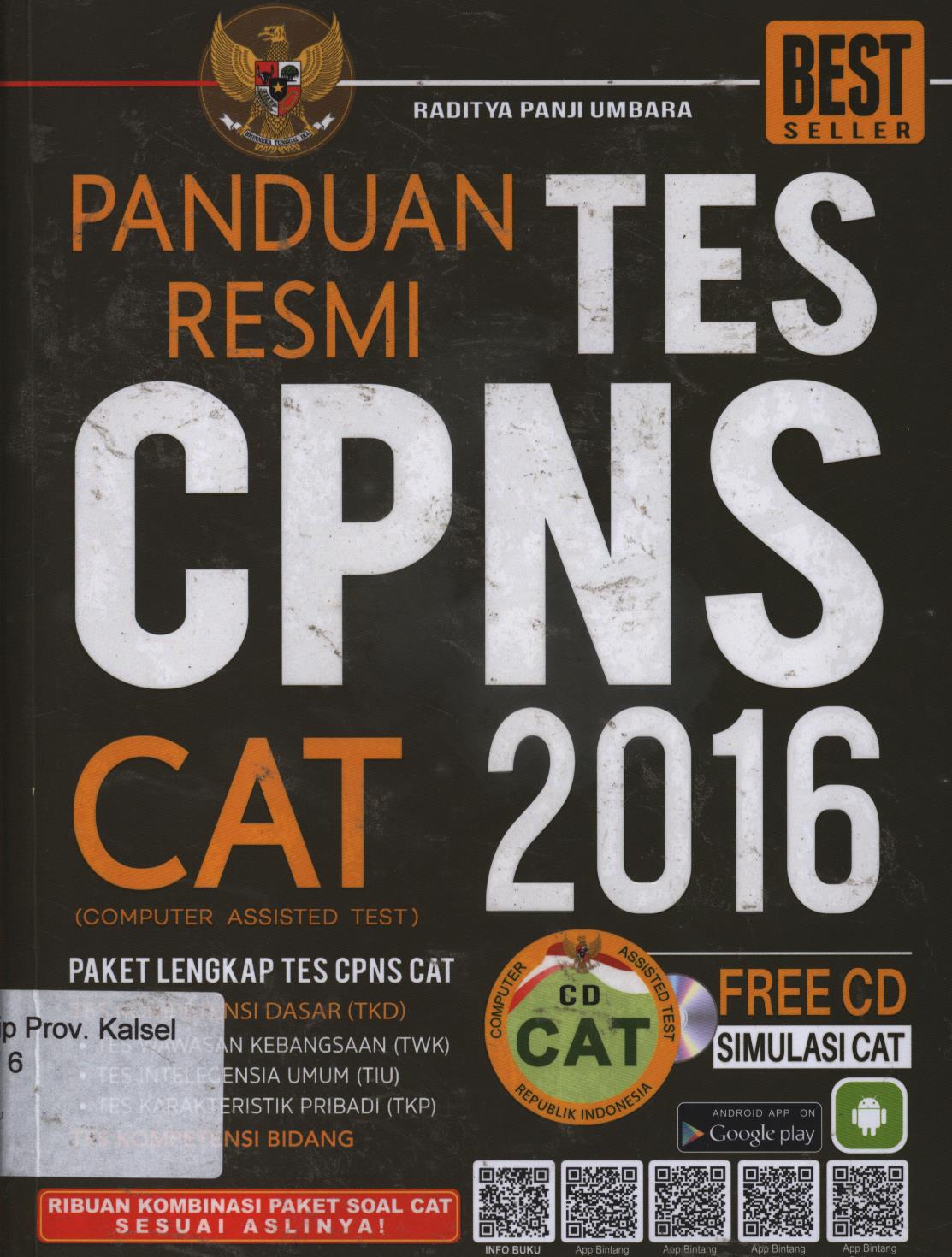 Cover Panduan  resmi tes CPNS CAT 2016 / Raditya Panji Umbara ; penyunting, Tim Redaksi Bintang Wahyu