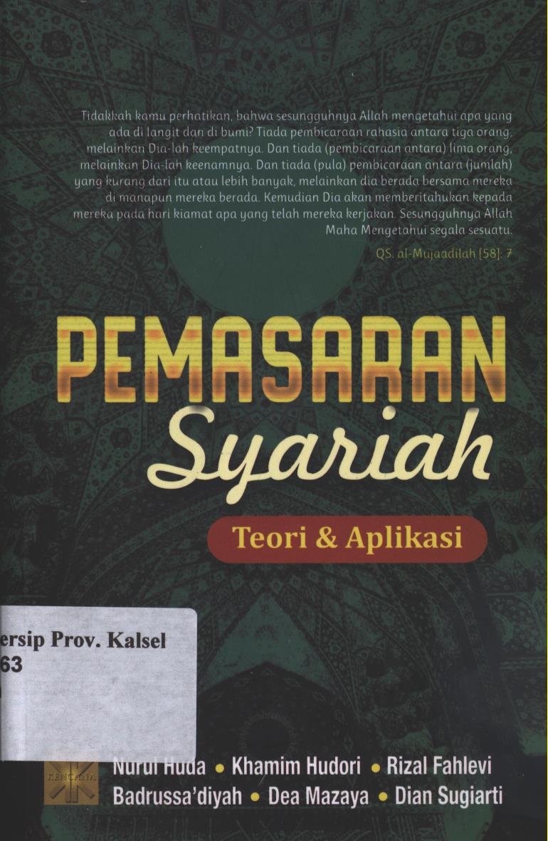 Cover Pemasaran Syariah :  Teori dan Aplikasi / Nurul Huda, dan Khamim Hudori, dan Rizal Fahlevi dan, Badrussa'Diyah, dan Dea Mazaya, dan Dian Sugiarti