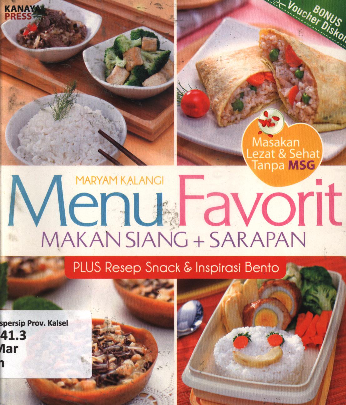 Cover Menu favorit makanan siang dan sarapan / Maryam Kalangi ; penyunting, Tribuana Tunggal Sukma