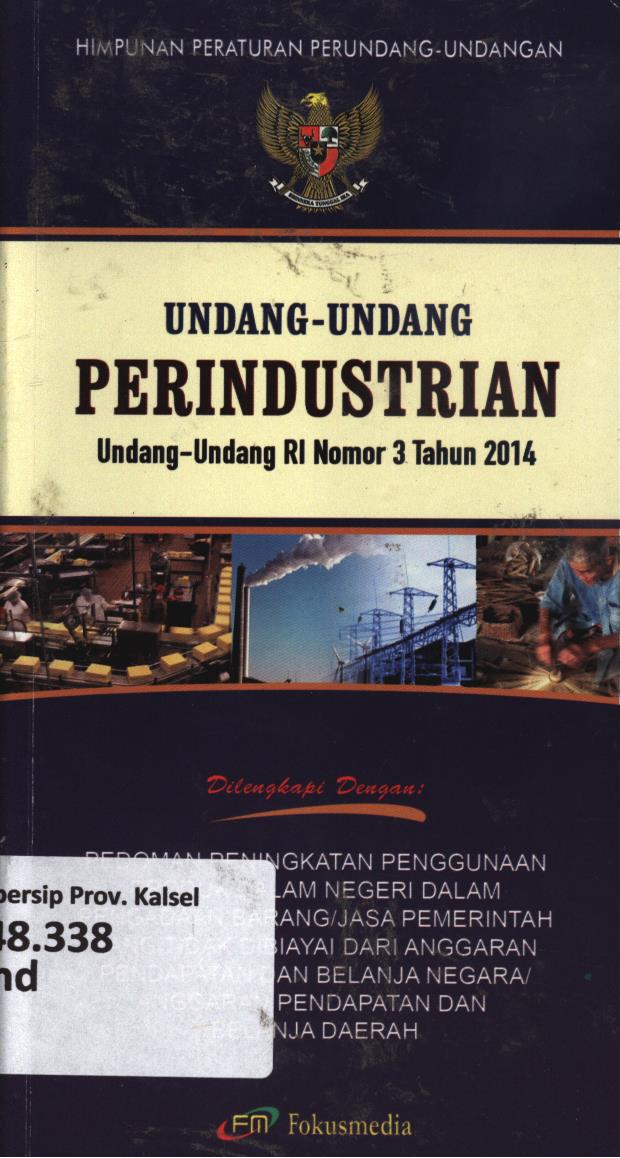 Cover Undang-Undang Perindustrian (Undang-Undang RI Nomor 3 Tahun 2014)