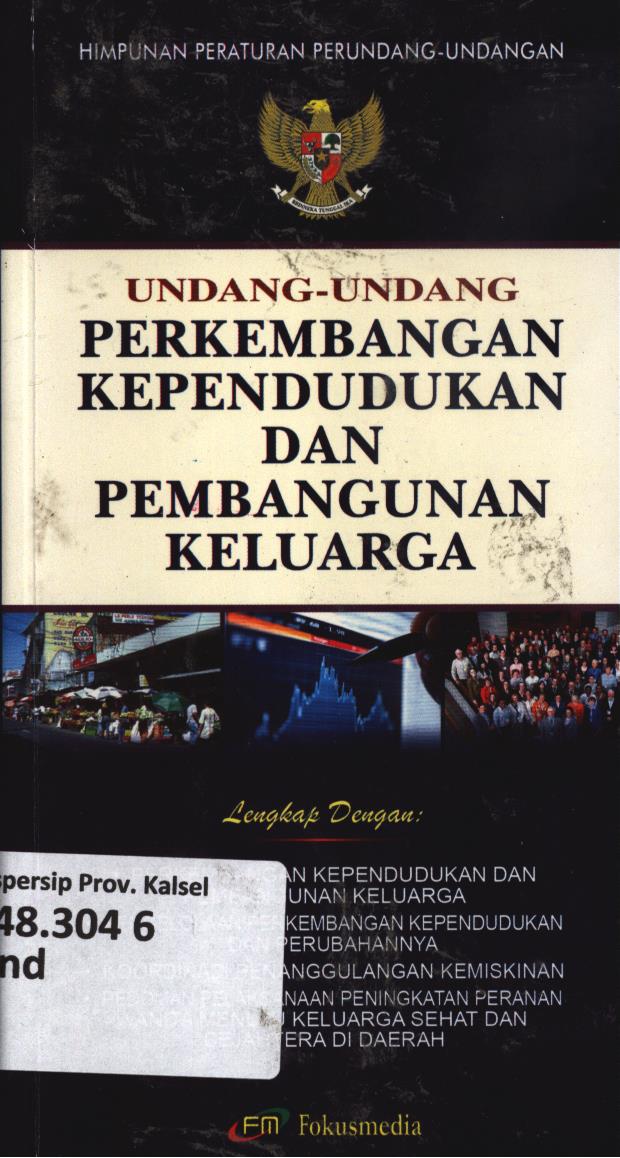 Cover Undang -Undang peerkembangan kependudukan dan pembangunan keluarga