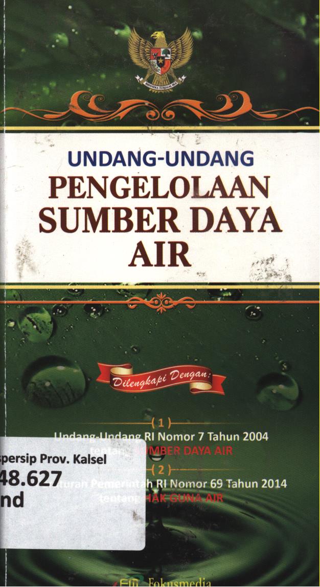 Cover Undang-Undang Pengelolaan sumber daya air