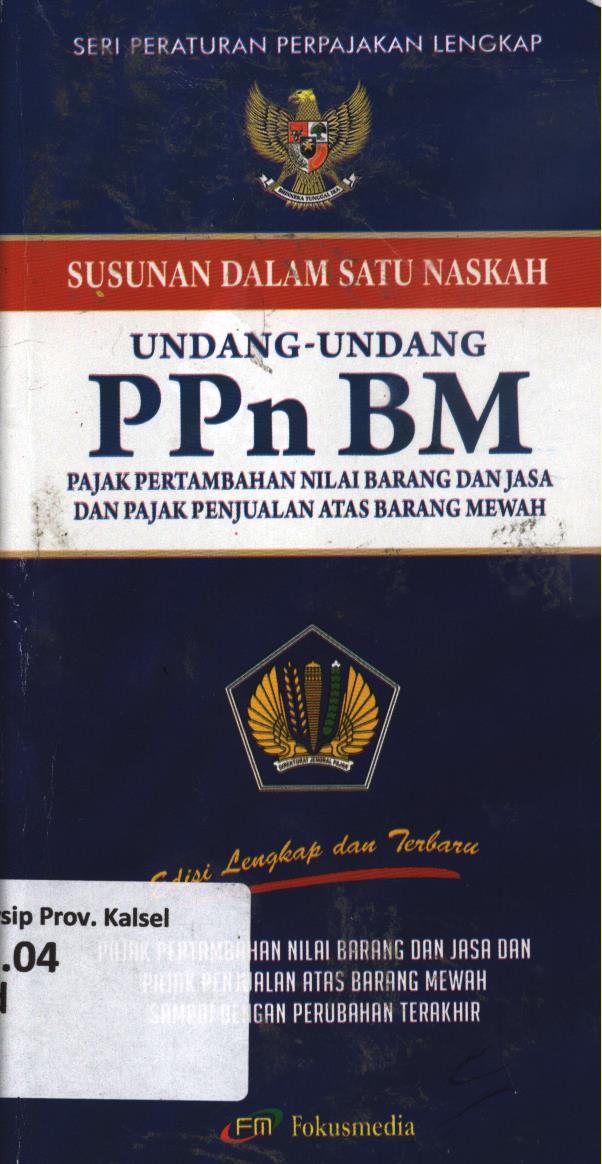Cover Undang-Undang Pajak Pertambangan nilai barang dan jasa dan pajak penjualan atas barang mewah