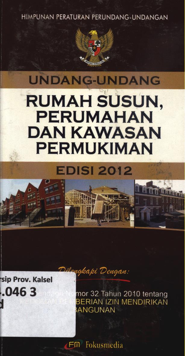 Cover Undang-Undang rumah susun, perumahan dan kawasan permukiman