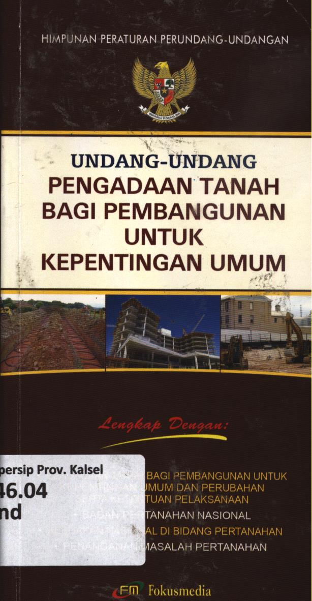 Cover Undang-Undang Pengadaan tanah bagi pembangunan untuk kepentingan umum (Undang-Undang RI No. 2 Tahun 2012