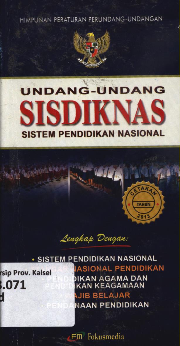 Cover Undang-Undang Sisdiknas sitem pendidikan nasional