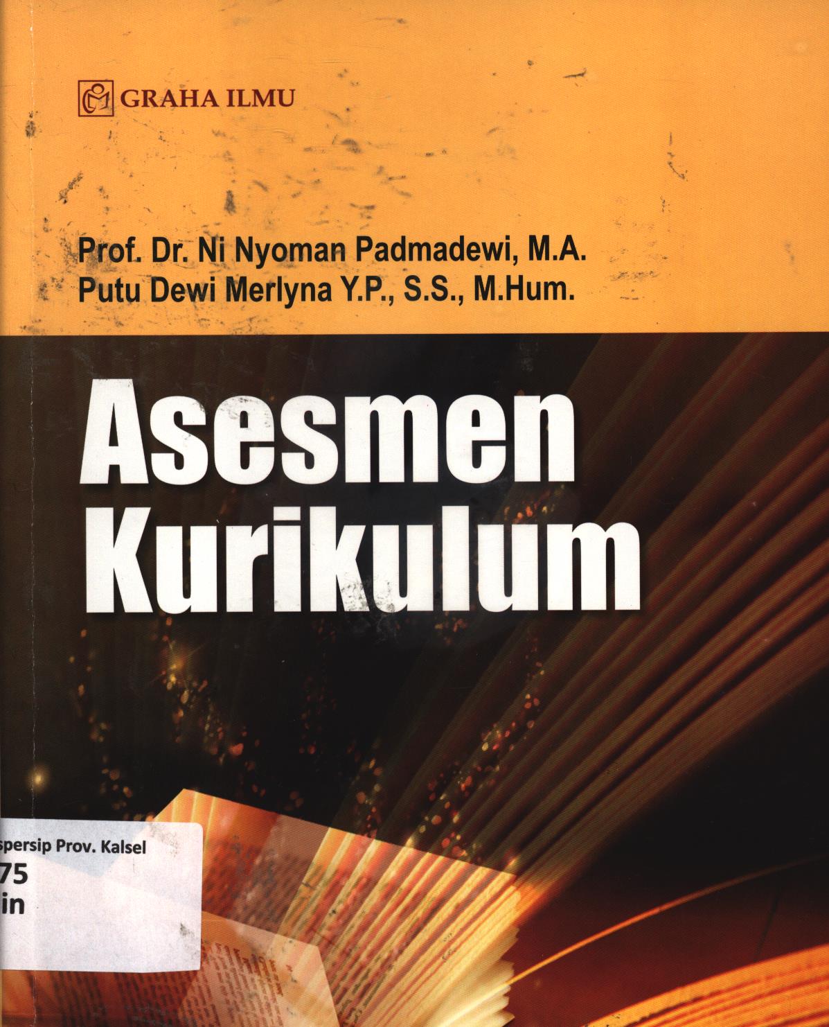 Cover Asesmen kurikulum / Ni Nyoman Padmadewi, Putu Dewi Marlyna Y.P.