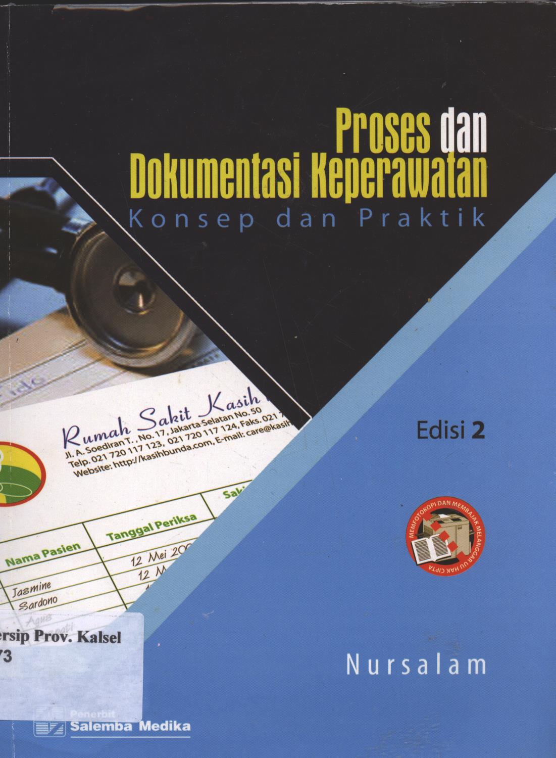 Cover Proses Dan Dokumentasi Keperawatan Konsep Dan Praktik / Nursalam