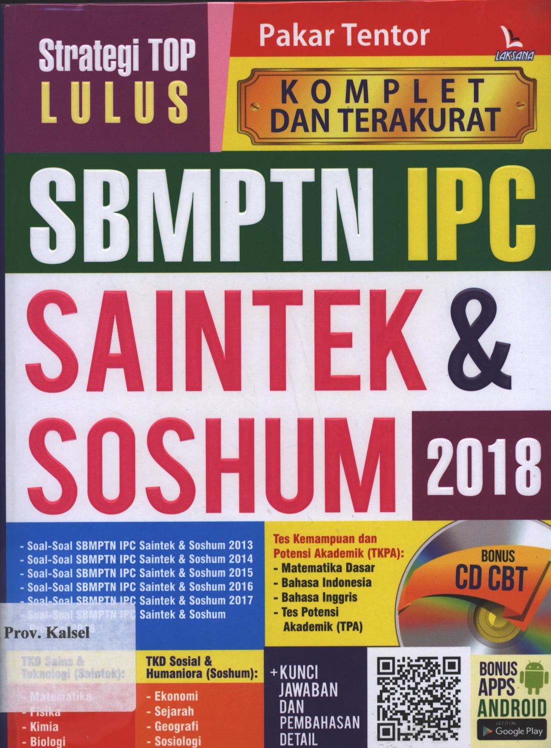 Cover SBMPTN IPC :  SAINTEK & SOSHUM 2018 / Pakar Tentor, Editor; Farel Kurniawan