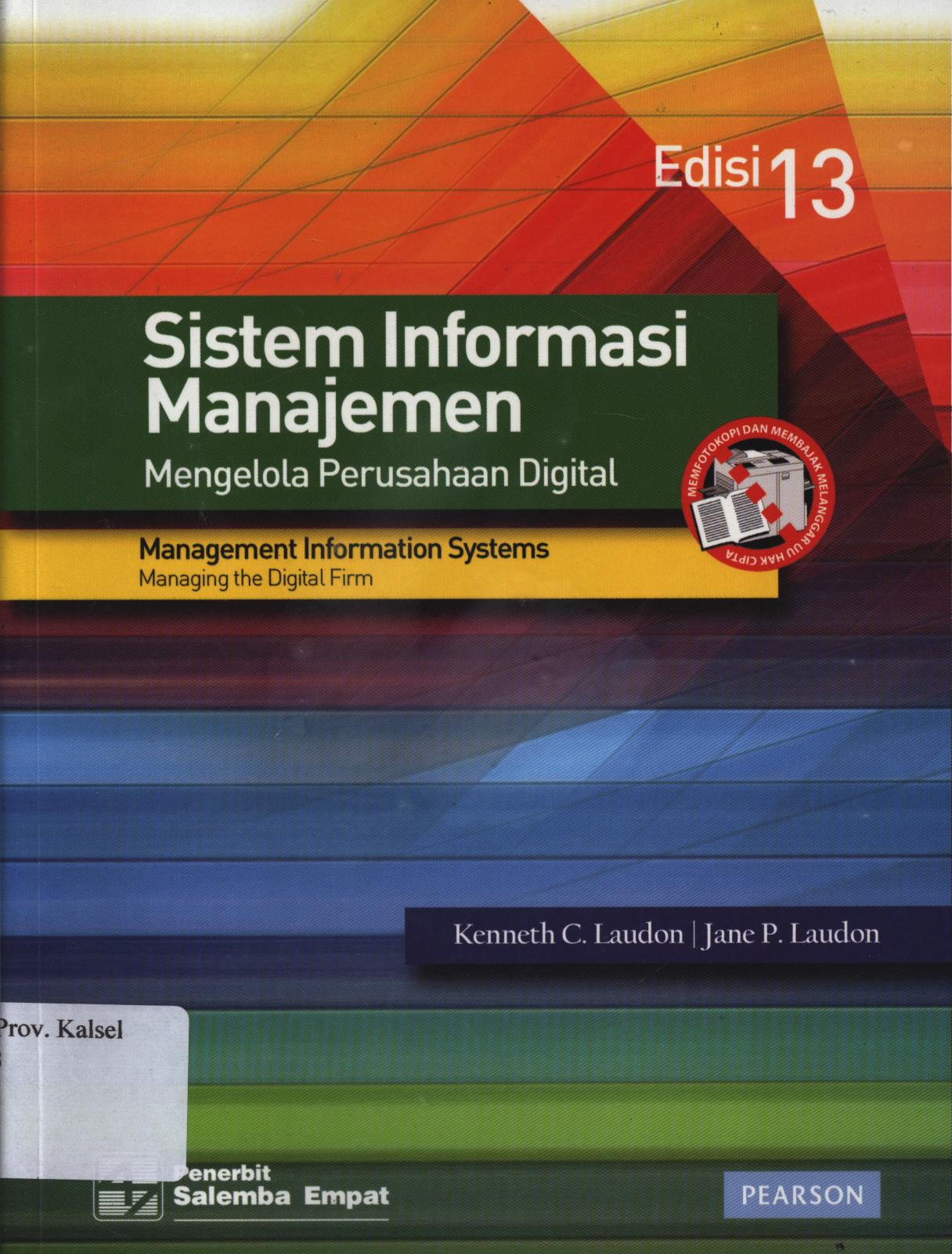 Cover Sistem informasi manajemen / Kenneth C. Laudon, Jane P. Laudon