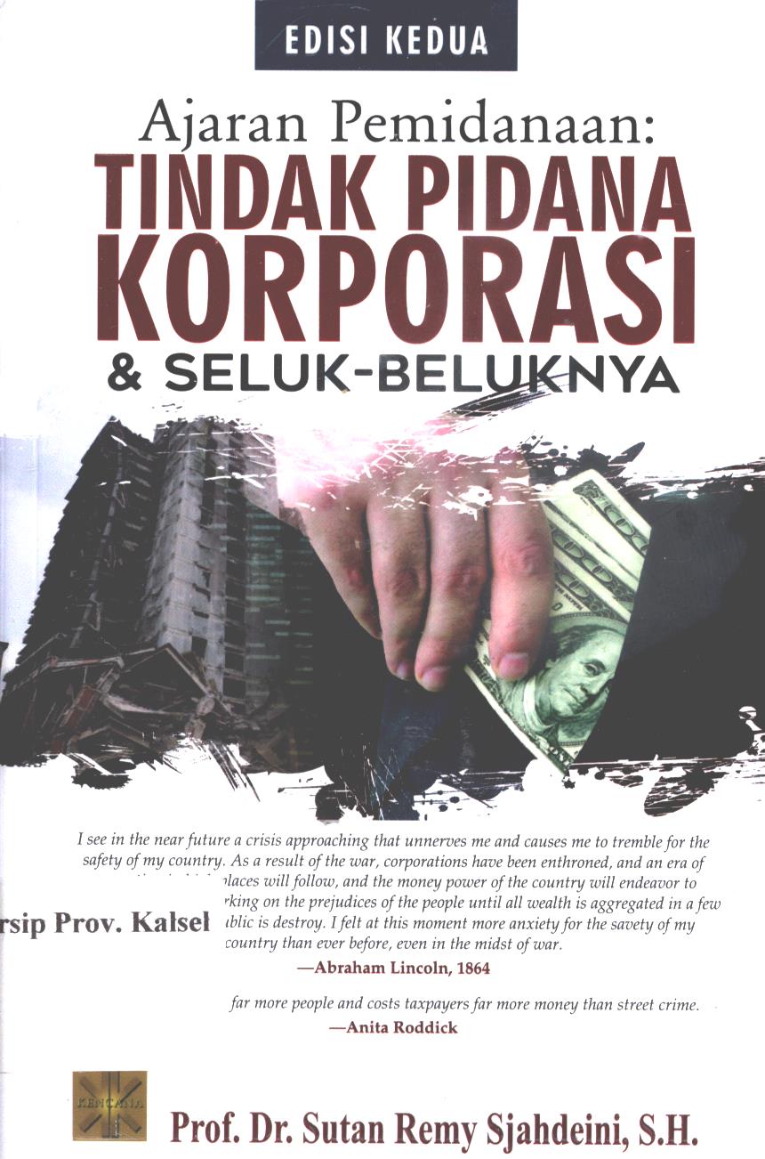 Cover Ajaran Pemidanaan : Tindak Pidana Korupsi dan Seluk - Beluknya / Sutan Remy Sjahdeini