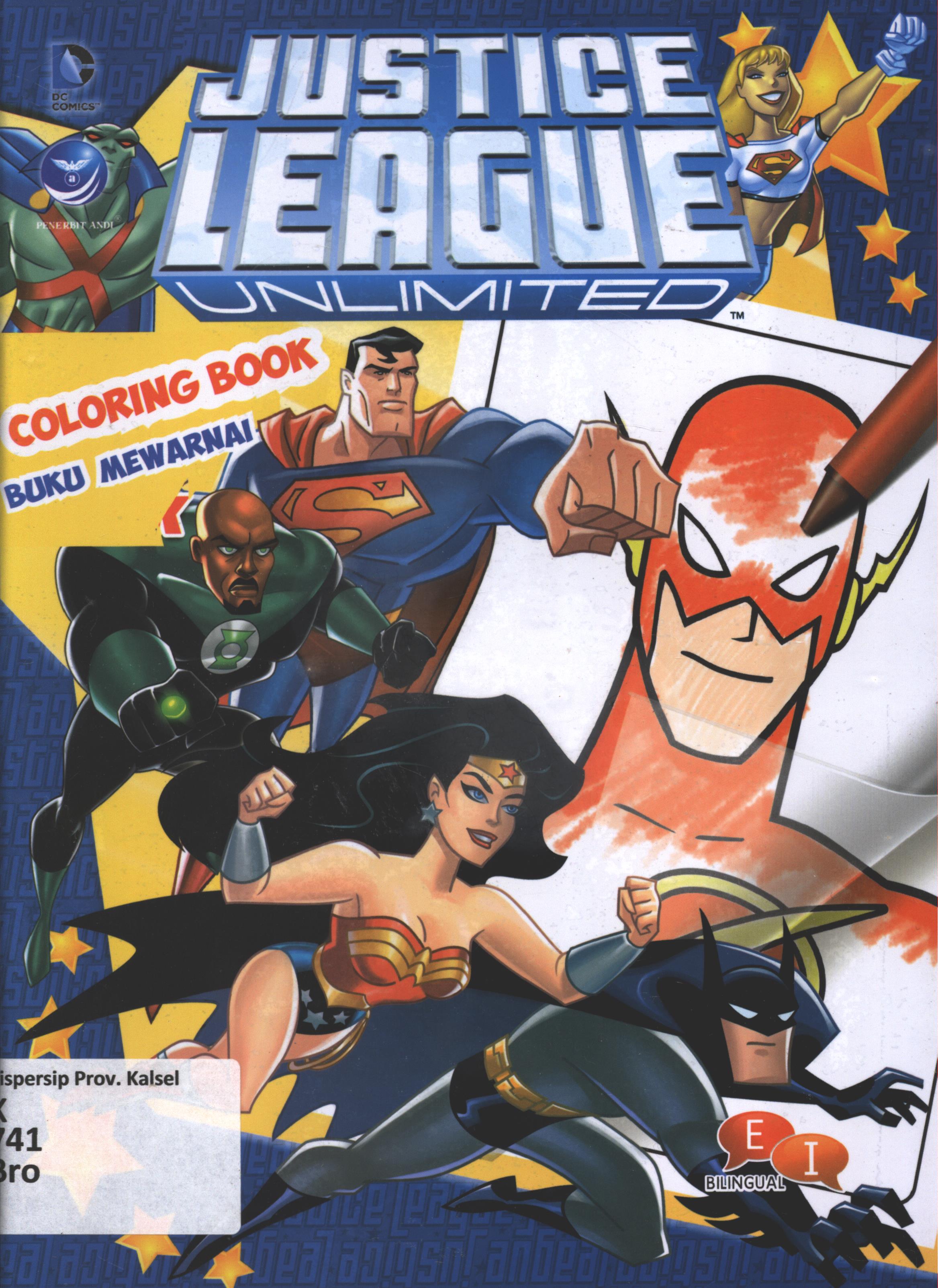 Cover Justice league :  Coloring Book (buku mewarnai) / Warner Bros