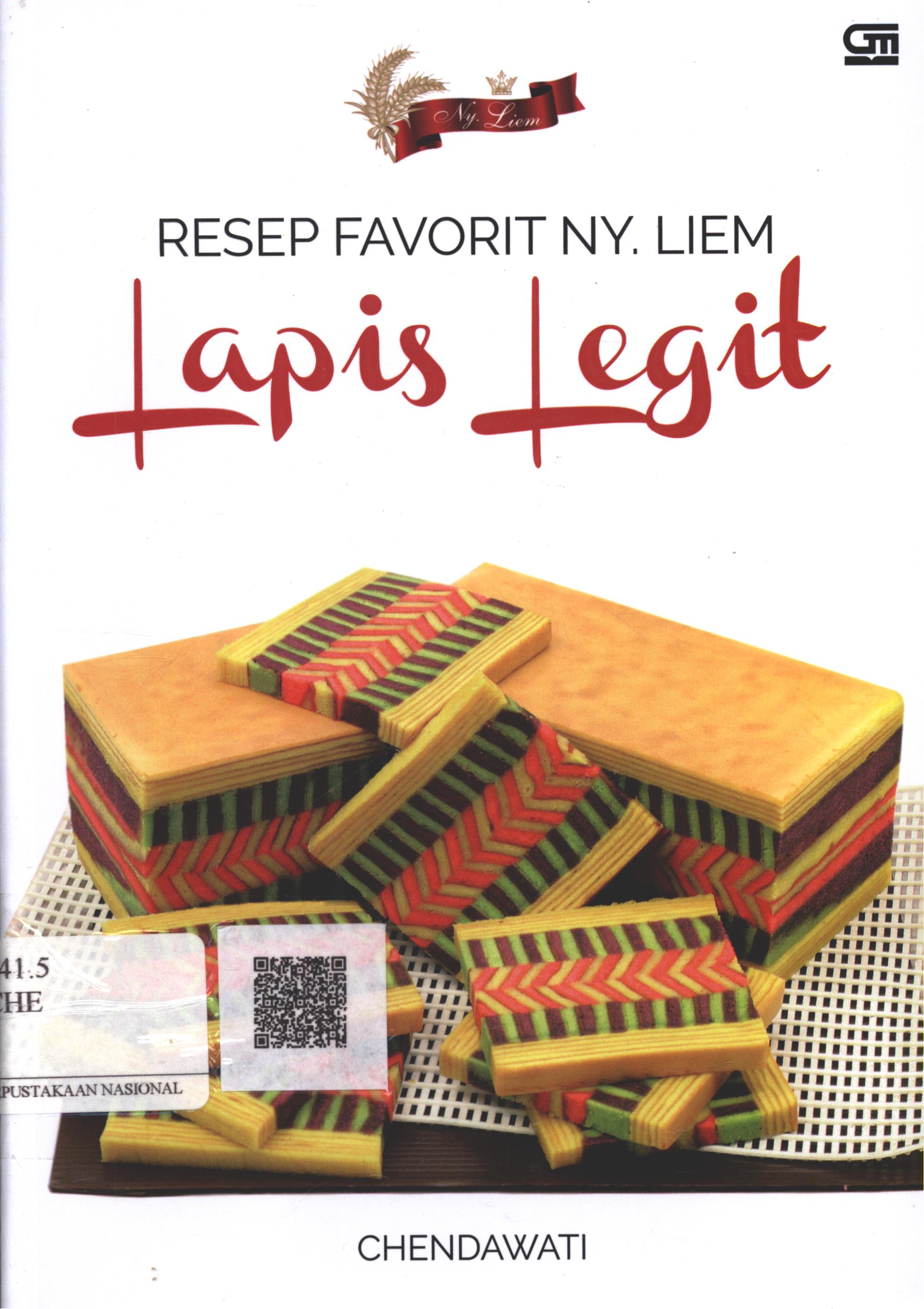 Cover Resep favorit Ny Liem Lapis Legit / Chendawati ; Editor : Intarina Hardiman, Yudho Asmoro